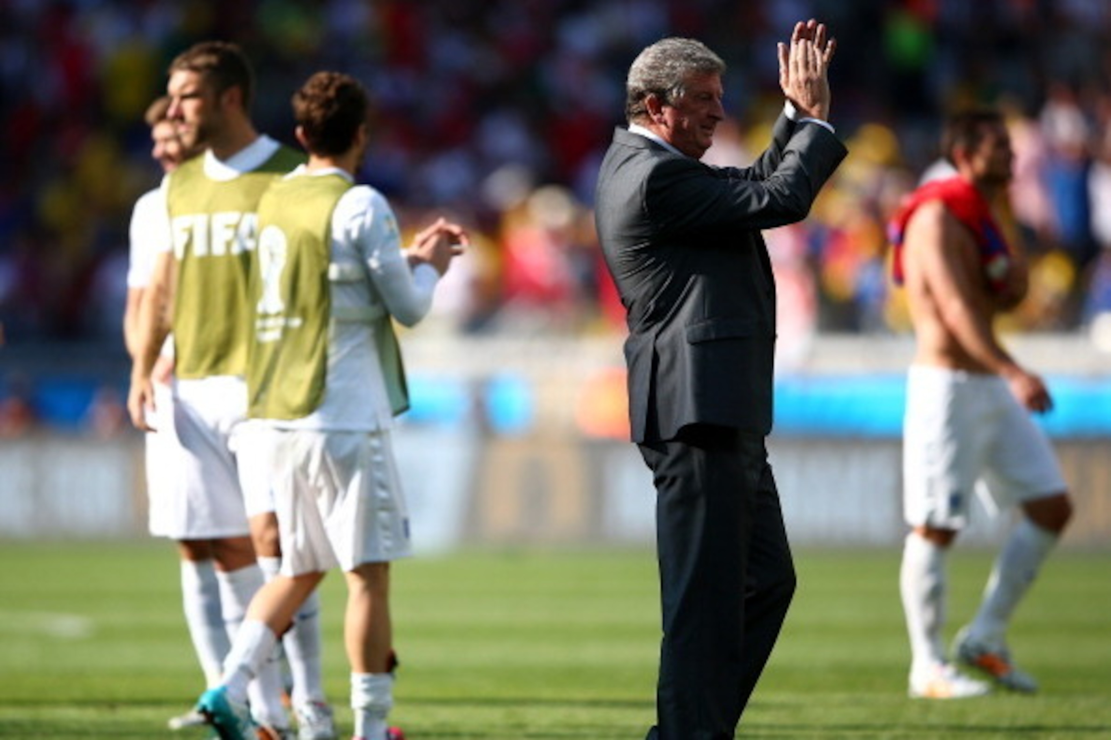 BELO HORIZONTE, BRAZIL - JUNE 24: England manager Roy Hodgson acknowledges the fans after a 0-0 draw during the 2014 FIFA World Cup Brazil Group D match between Costa Rica and England at Estadio Mineirao on June 24, 2014 in Belo Horizonte, Brazil. (Phot BELO HORIZONTE, BRAZIL - JUNE 24: England manager Roy Hodgson acknowledges the fans after a 0-0 draw during the 2014 FIFA World Cup Brazil Group D match between Costa Rica and England at Estadio Mineirao on June 24, 2014 in Belo Horizonte, Brazil. (Phot