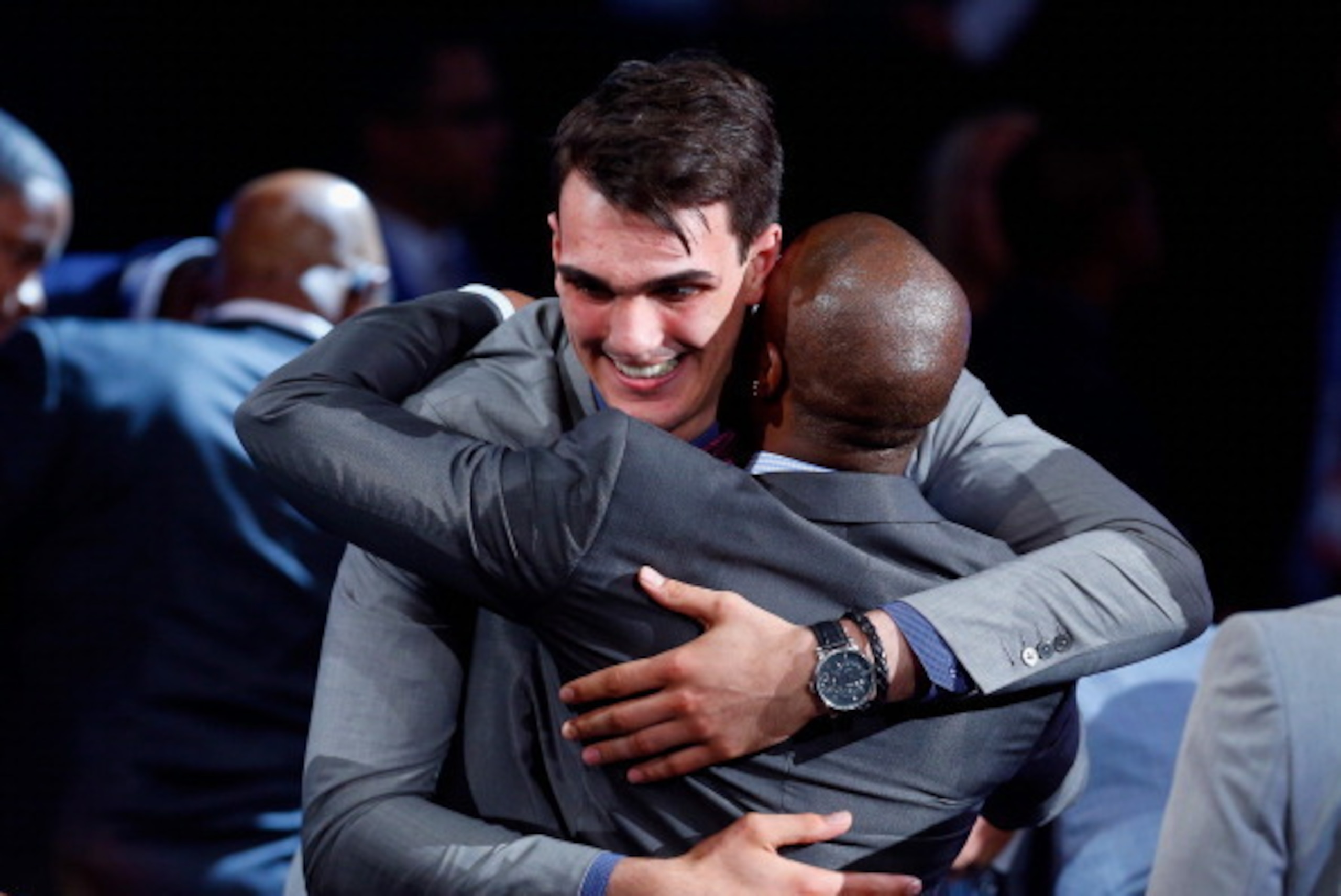 NEW YORK, NY - JUNE 26:  Dario Saric of Croatia celebrates after being drafted with the #12 overall pick by the Orlando Magic during the 2014 NBA Draft at Barclays Center on June 26, 2014 in the Brooklyn borough of New York City. NOTE TO USER: User expres