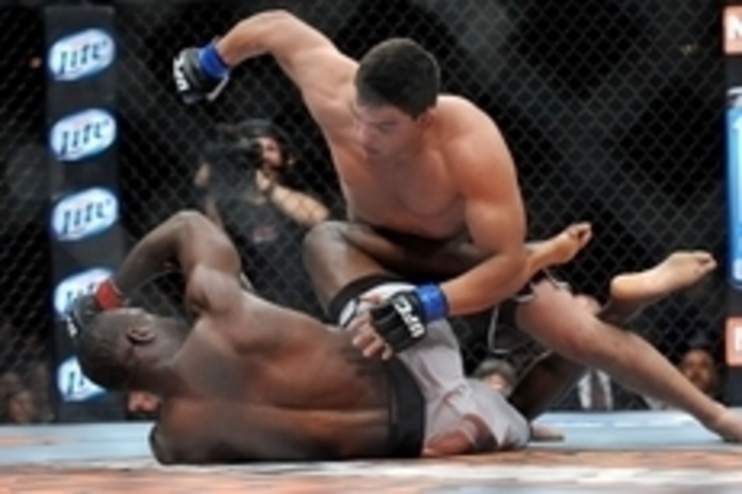 April 13, 2013; Las Vegas, NV, USA; Kelvin Gastelum hits Uriah Hall during the TUF 17 Finale at the Mandalay Bay Events Center. Mandatory Credit: Gary A. Vasquez-USA TODAY Sports