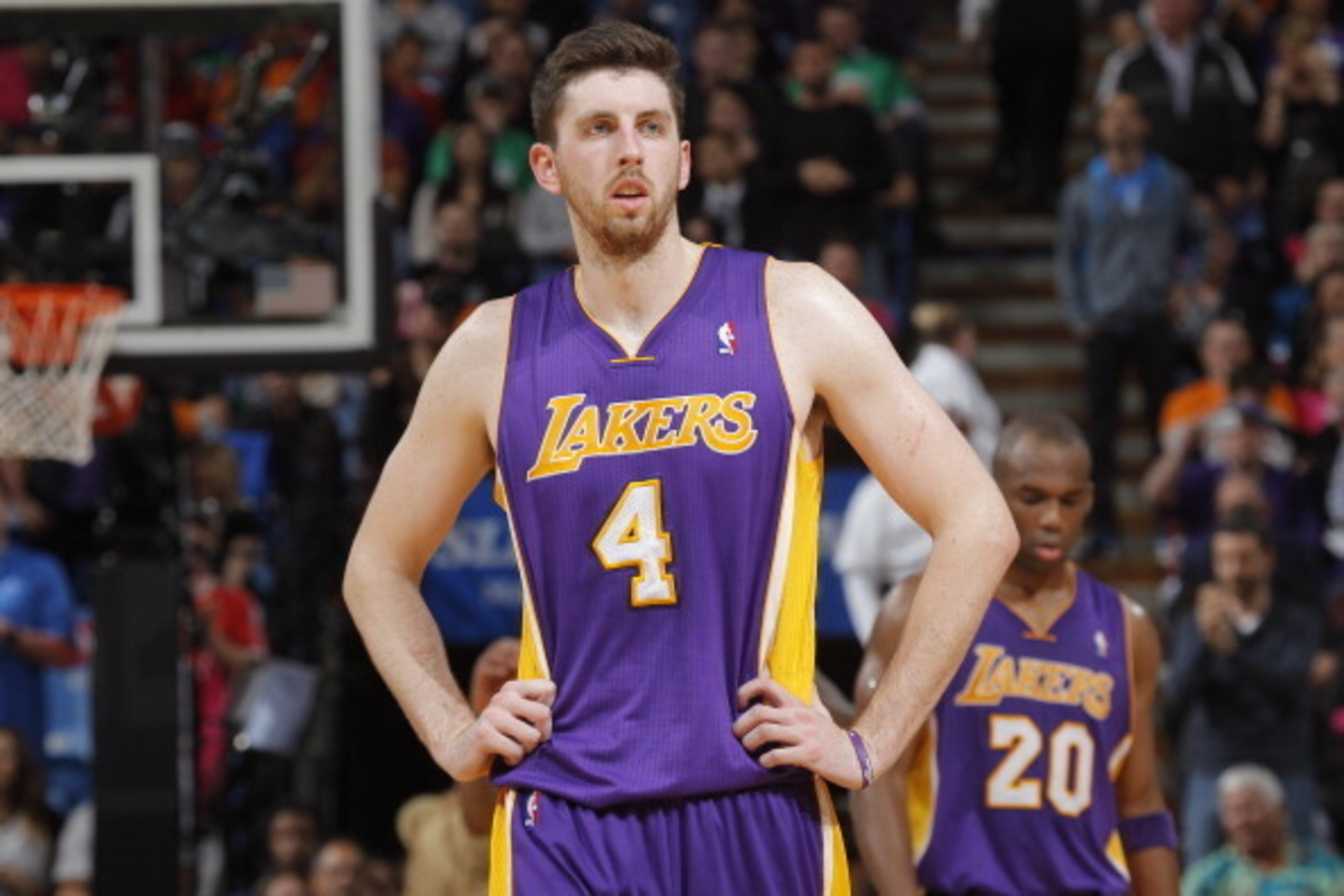 SACRAMENTO, CA - APRIL 2: Ryan Kelly #4 of the Los Angeles Lakers in a game against the Sacramento Kings on April 2, 2014 at Sleep Train Arena in Sacramento, California. NOTE TO USER: User expressly acknowledges and agrees that, by downloading and or usin