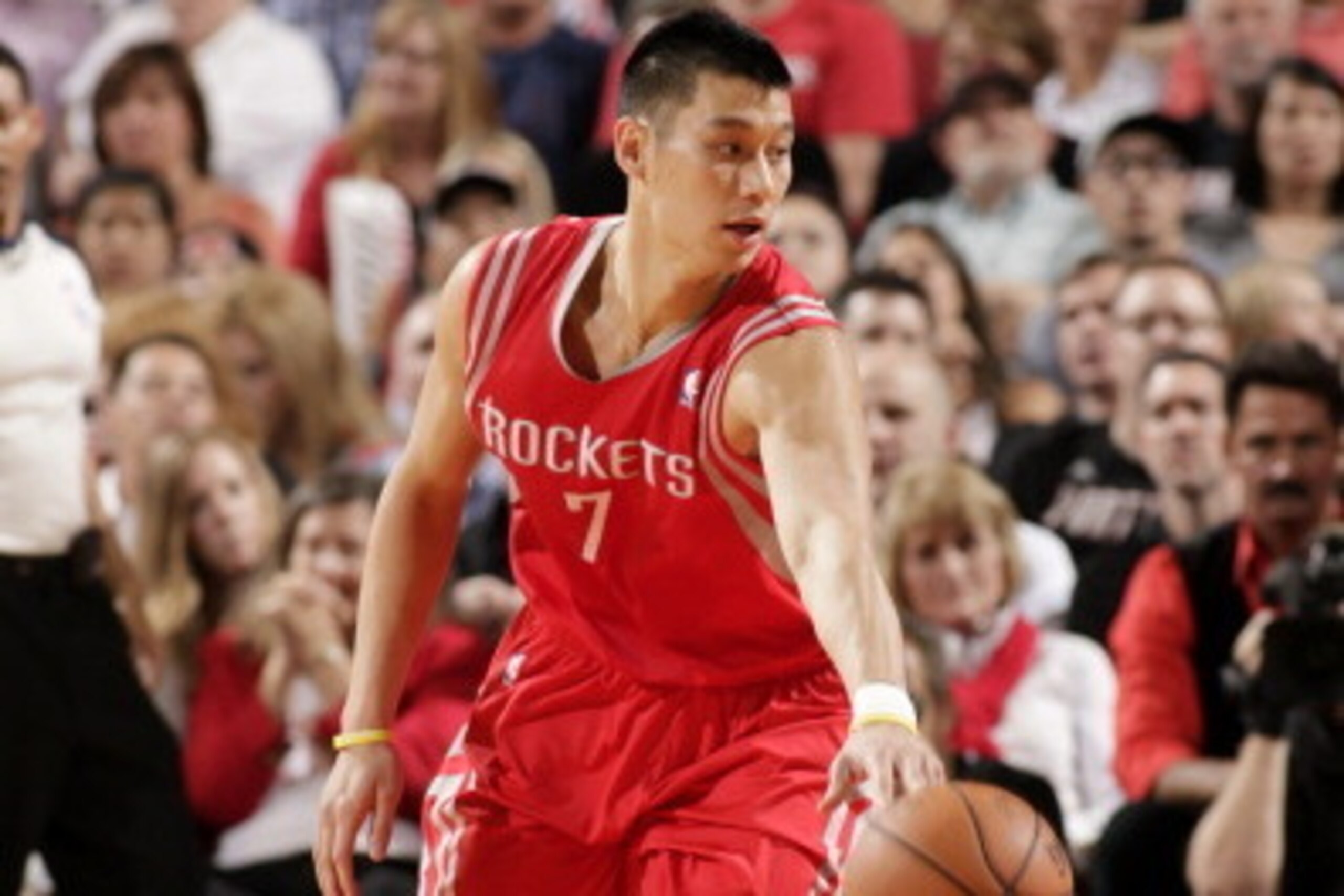 PORTLAND, OR - MAY 2: Jeremy Lin #7 of the Houston Rockets drives against the Portland Trail Blazers in Game Six of the Western Conference Quarterfinals during the 2014 NBA Playoffs on May 2, 2014 at the Moda Center in Portland, Oregon. NOTE TO USER: User PORTLAND, OR - MAY 2: Jeremy Lin #7 of the Houston Rockets drives against the Portland Trail Blazers in Game Six of the Western Conference Quarterfinals during the 2014 NBA Playoffs on May 2, 2014 at the Moda Center in Portland, Oregon. NOTE TO USER: User