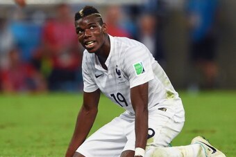 RIO DE JANEIRO, BRAZIL - JUNE 25:  Paul Pogba of France reacts after a missed chance during the 2014 FIFA World Cup Brazil Group E match between Ecuador and France at Maracana on June 25, 2014 in Rio de Janeiro, Brazil.  (Photo by Matthias Hangst/Getty Im