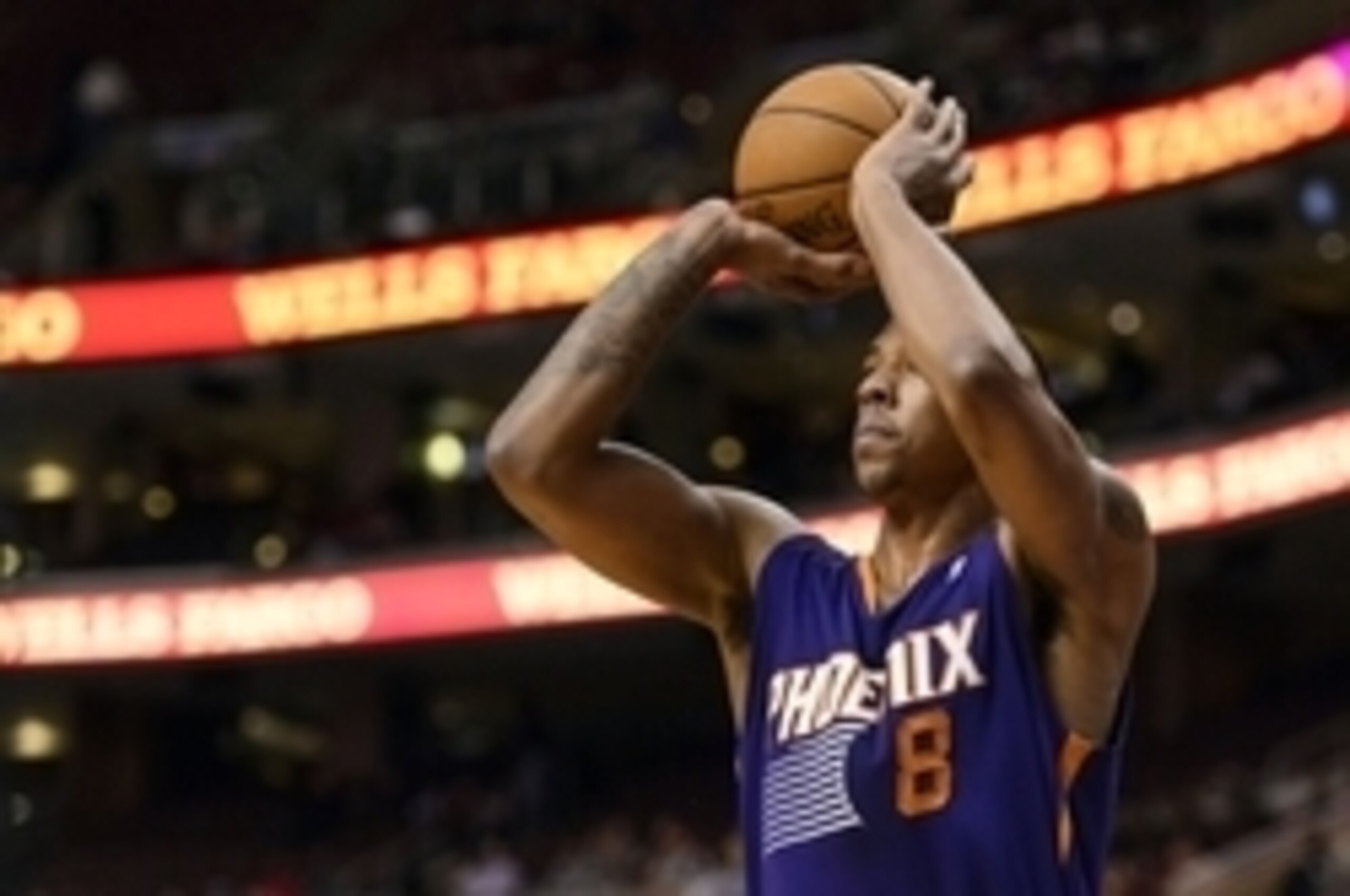 Jan 27, 2014; Philadelphia, PA, USA; Phoenix Suns forward Channing Frye (8) shoots the ball during the first quarter against the Philadelphia 76ers at the Wells Fargo Center. The Suns defeated the Sixers 124-113. Mandatory Credit: Howard Smith-USA TODAY S Jan 27, 2014; Philadelphia, PA, USA; Phoenix Suns forward Channing Frye (8) shoots the ball during the first quarter against the Philadelphia 76ers at the Wells Fargo Center. The Suns defeated the Sixers 124-113. Mandatory Credit: Howard Smith-USA TODAY S