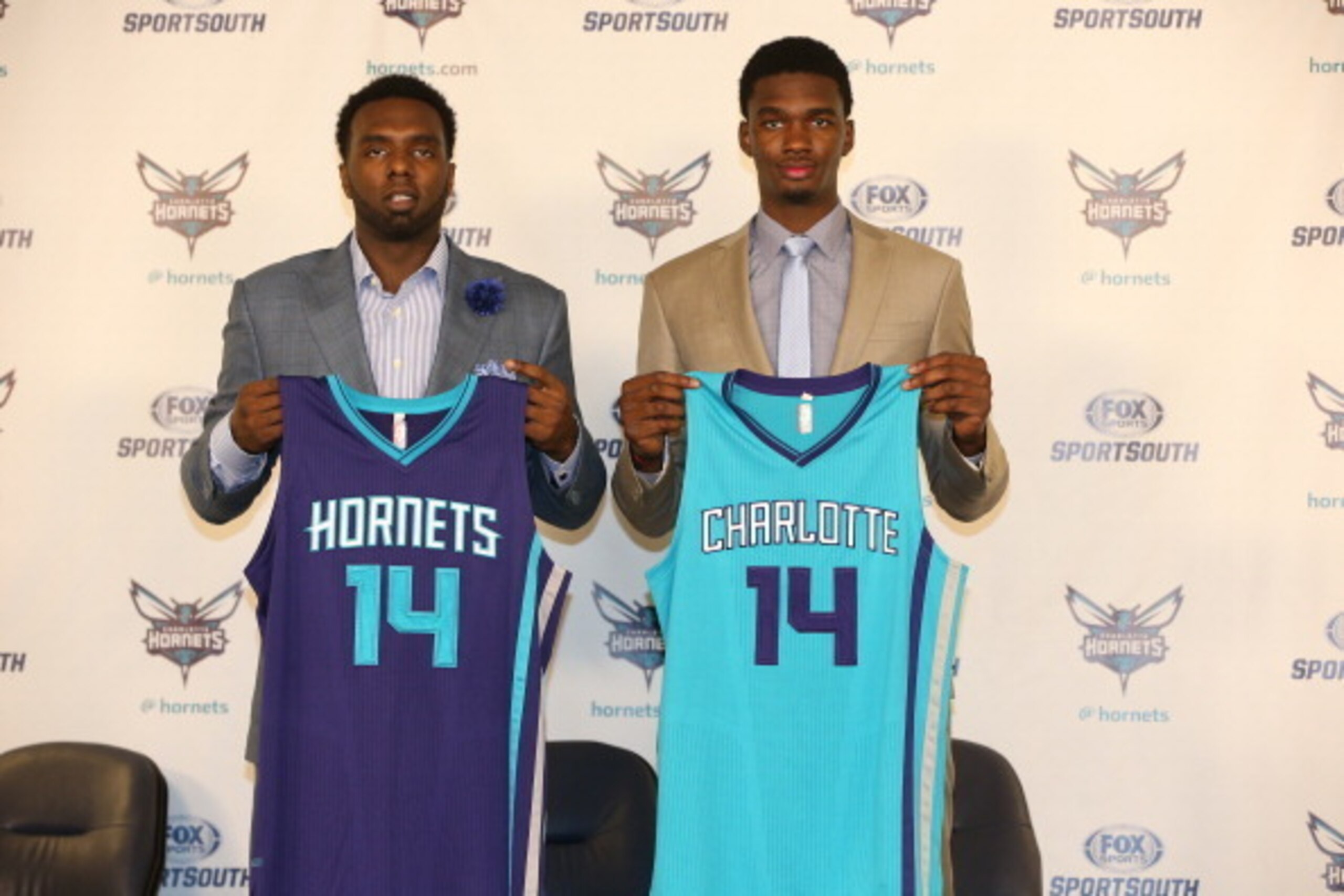 CHARLOTTE, NC - JUNE 27: Charlotte Hornets announce their new draft picks of Noah Vonleh and P.J. Hairston to the media  at Time Warner Cable Arena on June 27, 2014 in Charlotte, North Carolina.  NOTE TO USER: User expressly acknowledges and agrees that, 