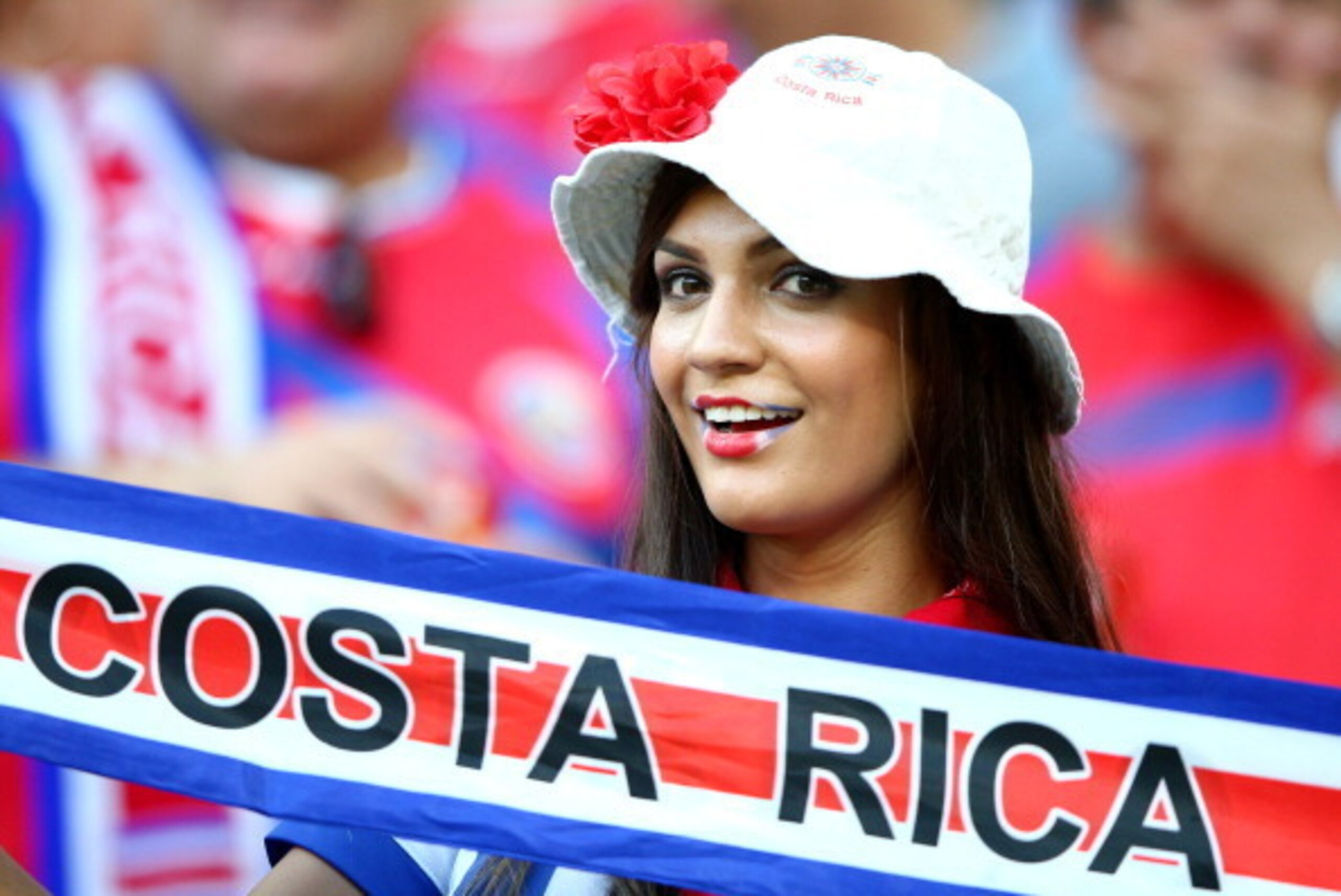 RECIFE, BRAZIL - JUNE 29:  A Costa Rica fan enjoys the atmosphere during the 2014 FIFA World Cup Brazil Round of 16 match between Costa Rica and Greece at Arena Pernambuco on June 29, 2014 in Recife, Brazil.  (Photo by Ian Walton/Getty Images)