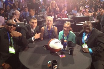 LaVine's table inside the green room (left to right): His father, Paul; mother, Cheryl; younger sister, Camryn; and godfather, Marvin Carter.