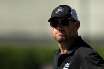 June 29, 2013; Beaverton, OR, USA; Elite 11 coach Trent Dilfer looks on during the afternoon session of the Elite 11 at Nike World Headquarters. Mandatory Credit: Steve Dykes-USA TODAY Sports