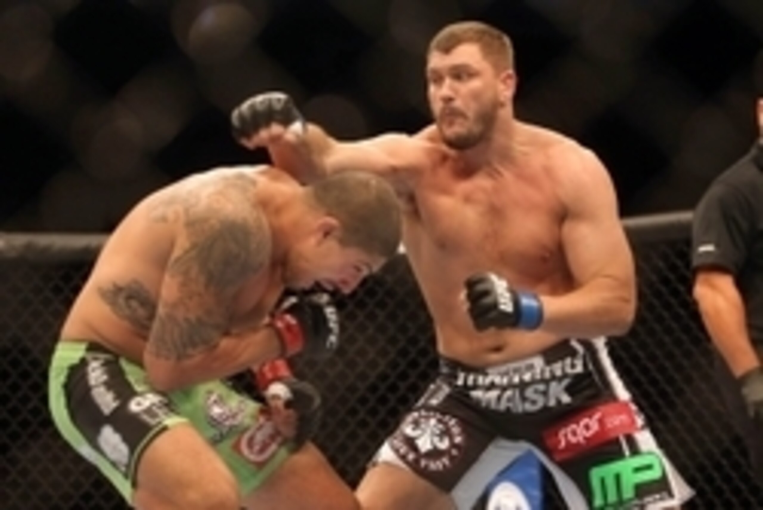 Sep 21, 2013; Toronto, Ontario, CAN; Matt Mitrione (right) fights Brendan Schaub during their Heavyweight bout at UFC 165 at the Air Canada Centre. Mandatory Credit: Tom Szczerbowski-USA TODAY Sports