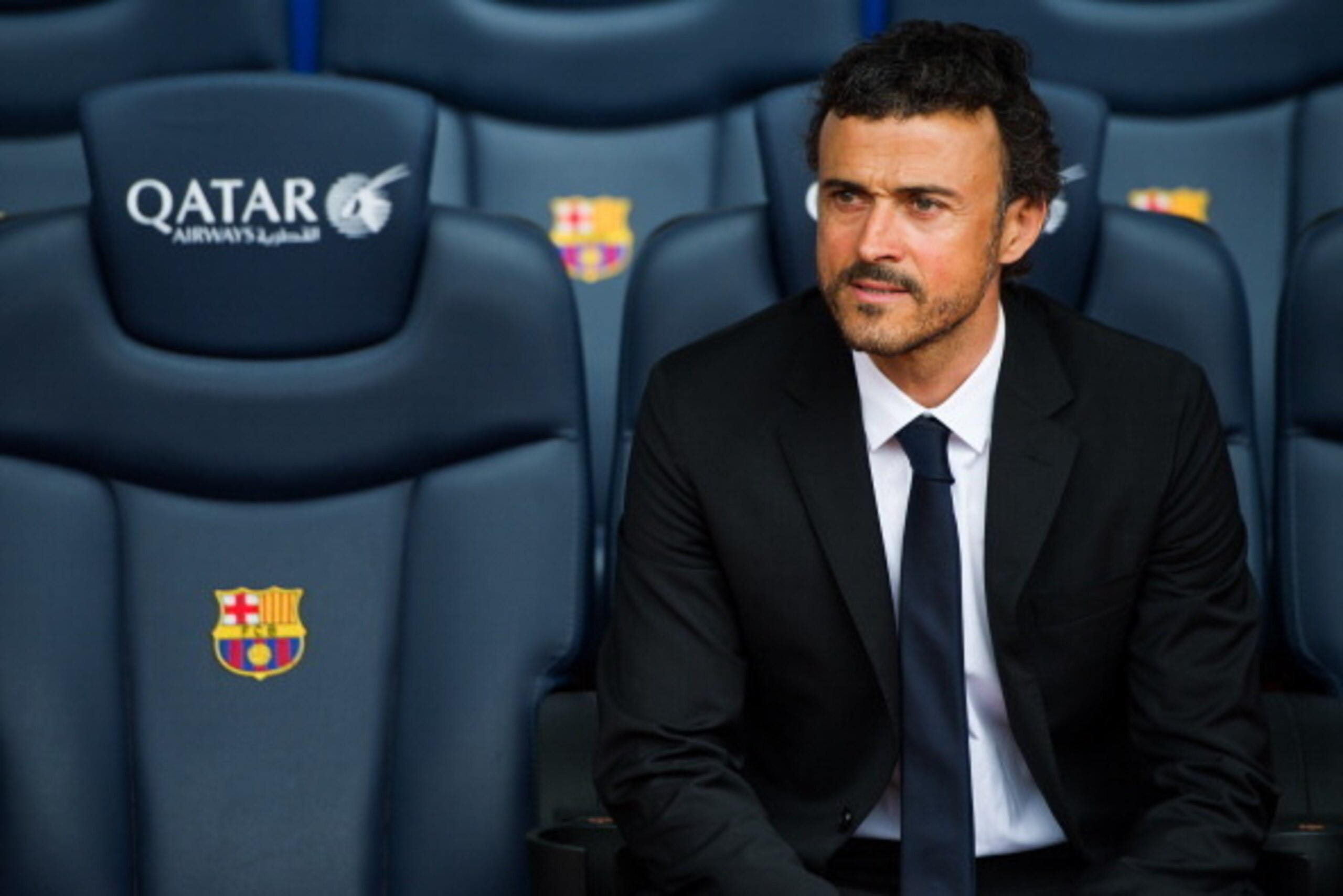 BARCELONA, SPAIN - MAY 21: Luis Enrique Martinez poses for the media during his official presentation as the new coach of FC Barcelona at Camp Nou on May 21, 2014 in Barcelona, Spain. (Photo by Alex Caparros/Getty Images)