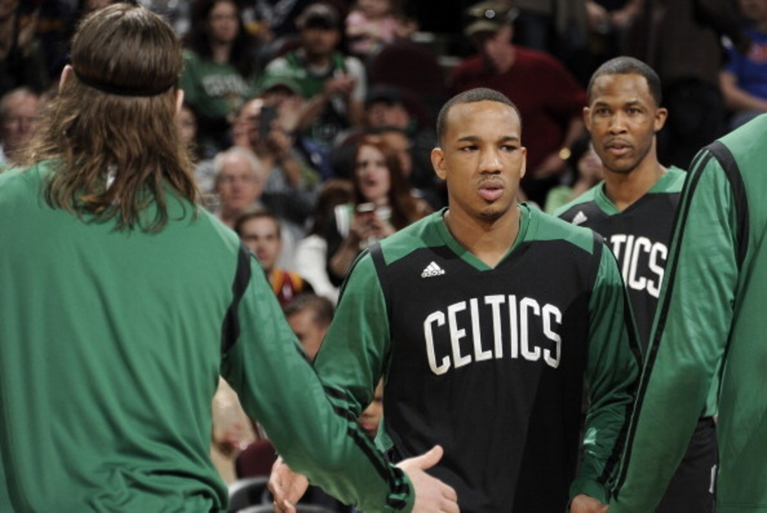 CLEVELAND, OH - APRIL 12: Avery Bradley #0 of the Boston Celtics enters the court before the game against the Cleveland Cavaliers at The Quicken Loans Arena on April 12, 2014 in Cleveland, Ohio. NOTE TO USER: User expressly acknowledges and agrees that, b CLEVELAND, OH - APRIL 12: Avery Bradley #0 of the Boston Celtics enters the court before the game against the Cleveland Cavaliers at The Quicken Loans Arena on April 12, 2014 in Cleveland, Ohio. NOTE TO USER: User expressly acknowledges and agrees that, b