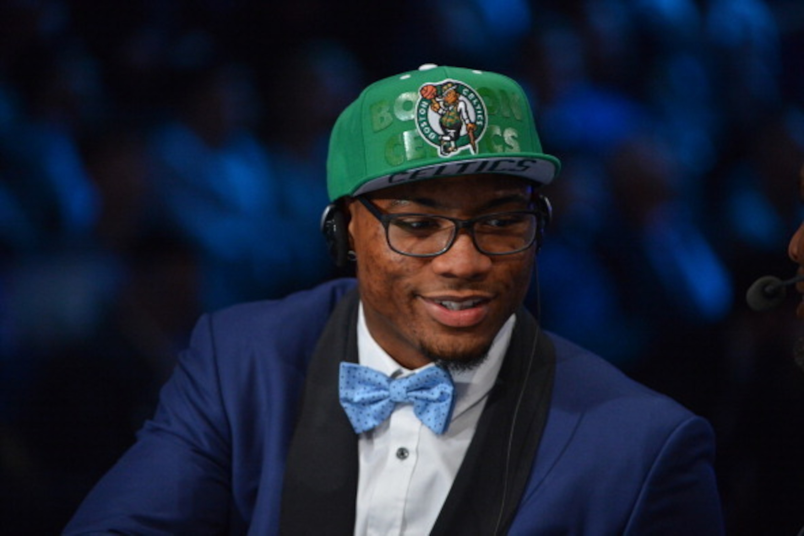 BROOKLYN, NY - JUNE 26: Marcus Smart talks with the media after being selected number six overall by the Boston Celtics during the 2014 NBA Draft on June 26, 2014 at Barclays Center in Brooklyn, New York. NOTE TO USER: User expressly acknowledges and agre BROOKLYN, NY - JUNE 26: Marcus Smart talks with the media after being selected number six overall by the Boston Celtics during the 2014 NBA Draft on June 26, 2014 at Barclays Center in Brooklyn, New York. NOTE TO USER: User expressly acknowledges and agre