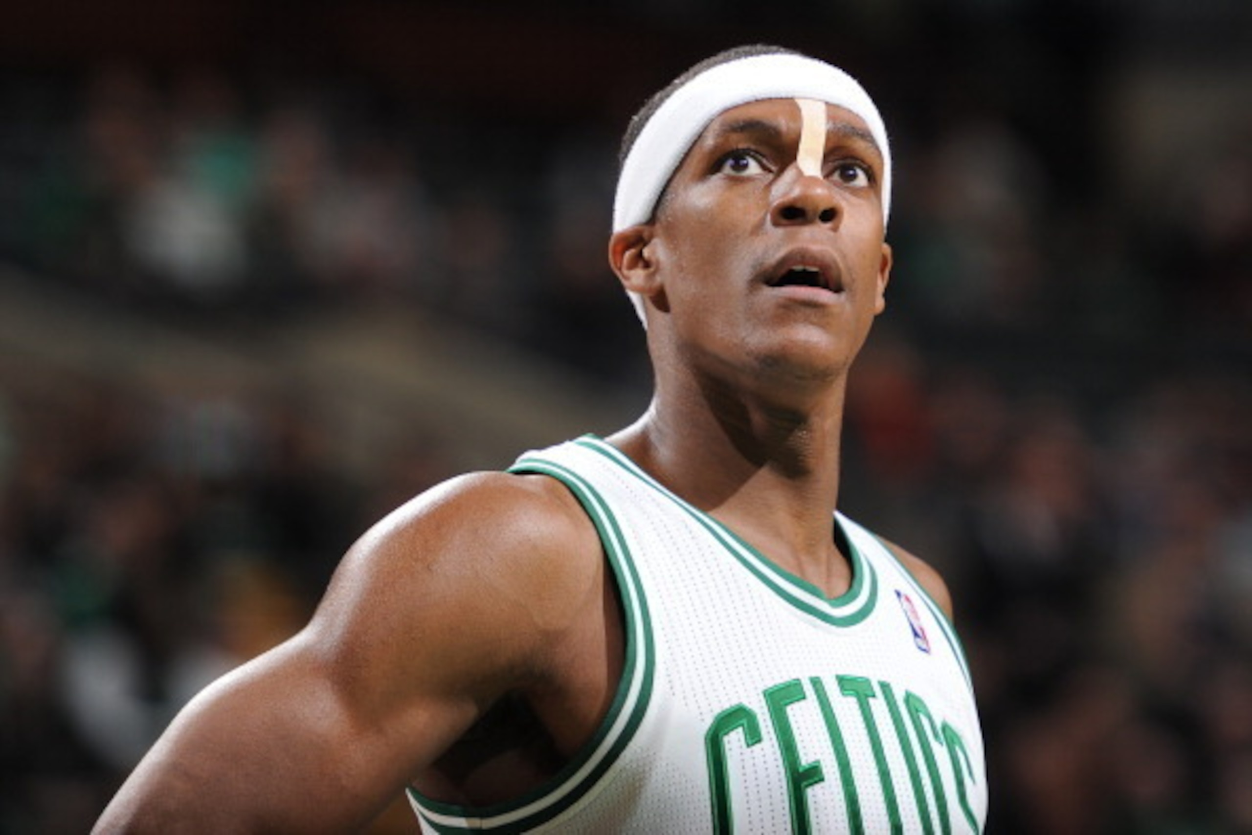 BOSTON, MA - MARCH 26: Rajon Rondo #9 of the Boston Celtics returns to the game after receiving nine stitches during the game against the Toronto Raptors on March 26, 2014 at the TD Garden in Boston, Massachusetts. NOTE TO USER: User expressly acknowledg BOSTON, MA - MARCH 26: Rajon Rondo #9 of the Boston Celtics returns to the game after receiving nine stitches during the game against the Toronto Raptors on March 26, 2014 at the TD Garden in Boston, Massachusetts. NOTE TO USER: User expressly acknowledg