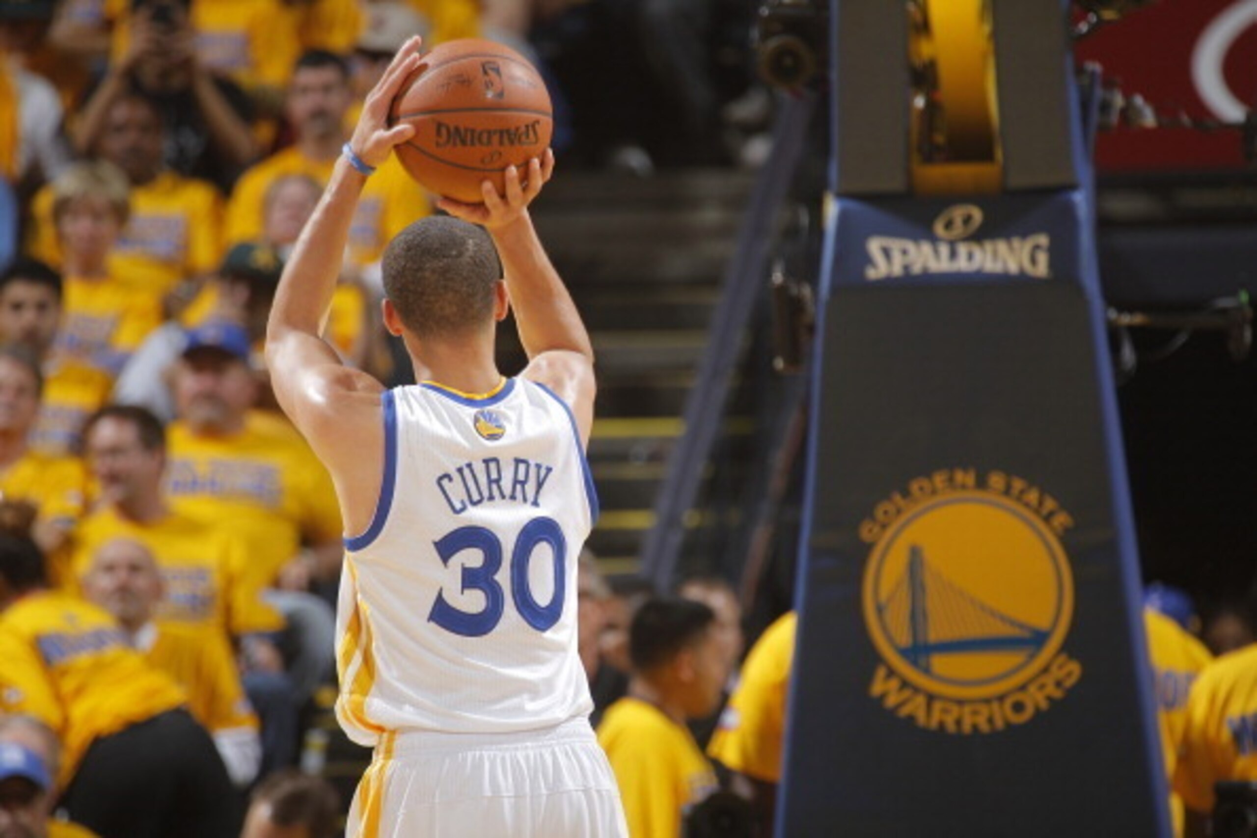OAKLAND, CA - MAY 1: Stephen Curry #30 of the Golden State Warriors attempts a free throw shot against the Los Angeles Clippers in Game Six of the Western Conference Quarterfinals during the 2014 NBA Playoffs at Oracle Arena on May 1, 2014 in Oakland, Cal