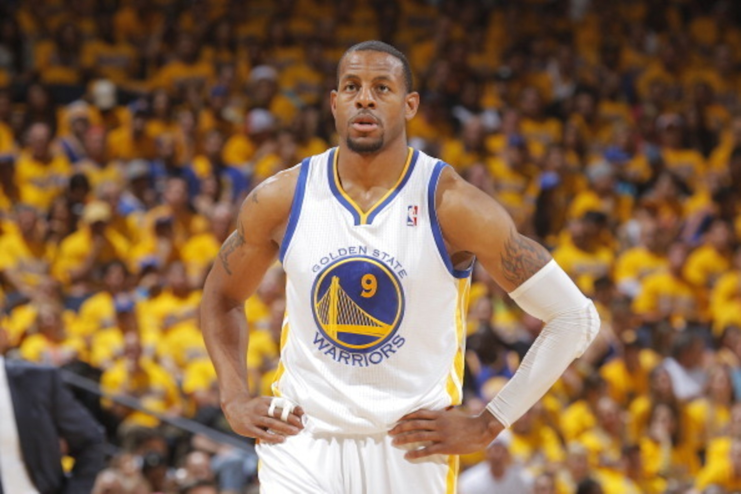 OAKLAND, CA - MAY 1: Andre Iguodala #9 of the Golden State Warriors in a game against the Los Angeles Clippers in Game Six of the Western Conference Quarterfinals during the 2014 NBA Playoffs at Oracle Arena on May 1, 2014 in Oakland, California. NOTE TO 