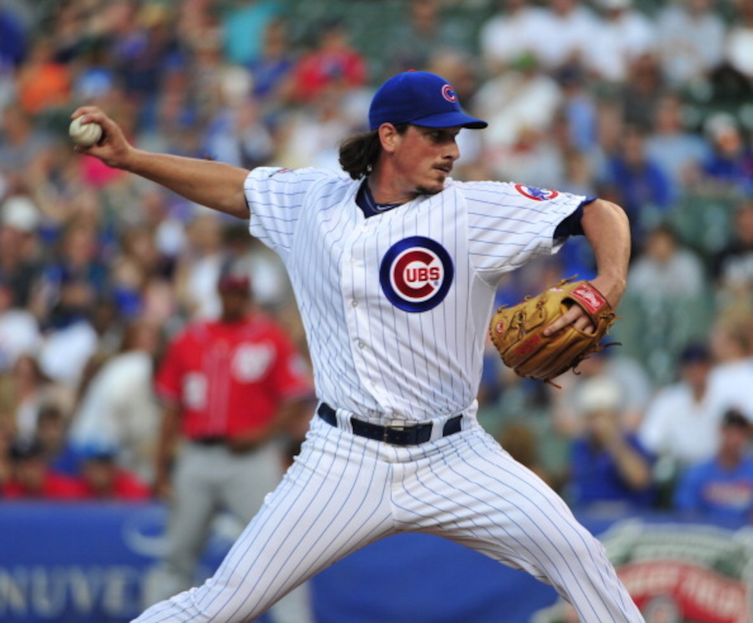 CHICAGO, IL - JUNE  28: Jeff Samardzija #29 of the Chicago Cubs pitches against the Washington Nationals in the first inning during the second game of a doubleheader on June 28, 2014 at Wrigley Field in Chicago, Illinois. (Photo by David Banks/Getty Image