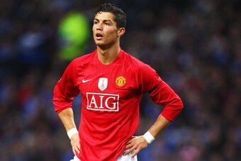 PORTO, PORTUGAL - APRIL 15:  Cristiano Ronaldo of Manchester United looks on during the UEFA Champions League Quarter Final second leg match between FC Porto and Manchester United at the Estadio do Dragao on April 15, 2009 in Porto, Portugal.  (Photo by L