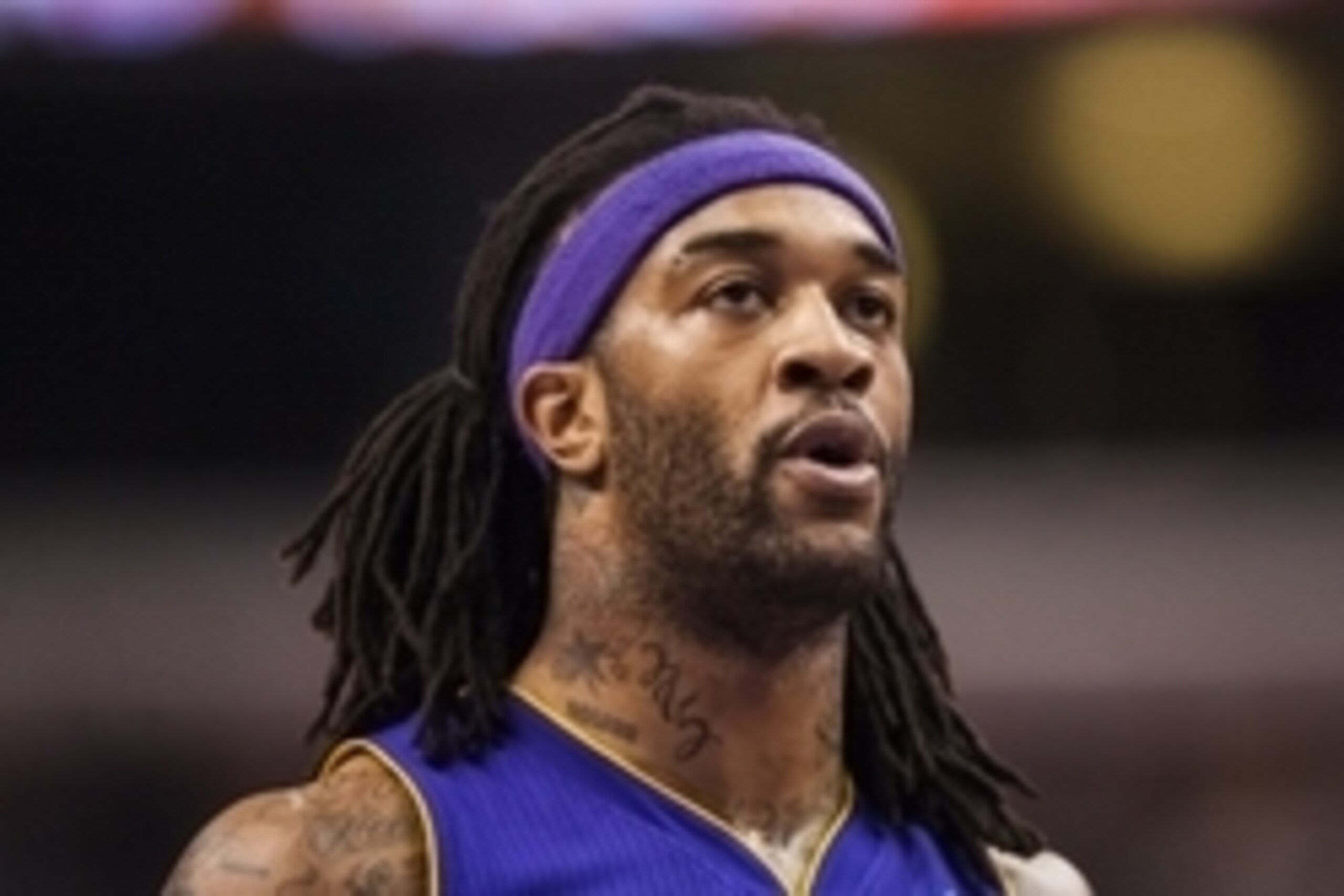 Feb 7, 2014; Philadelphia, PA, USA; Los Angeles Lakers forward Jordan Hill (27) during the second quarter against the Philadelphia 76ers at the Wells Fargo Center. The Lakers defeated the Sixers 112-98. Mandatory Credit: Howard Smith-USA TODAY Sports