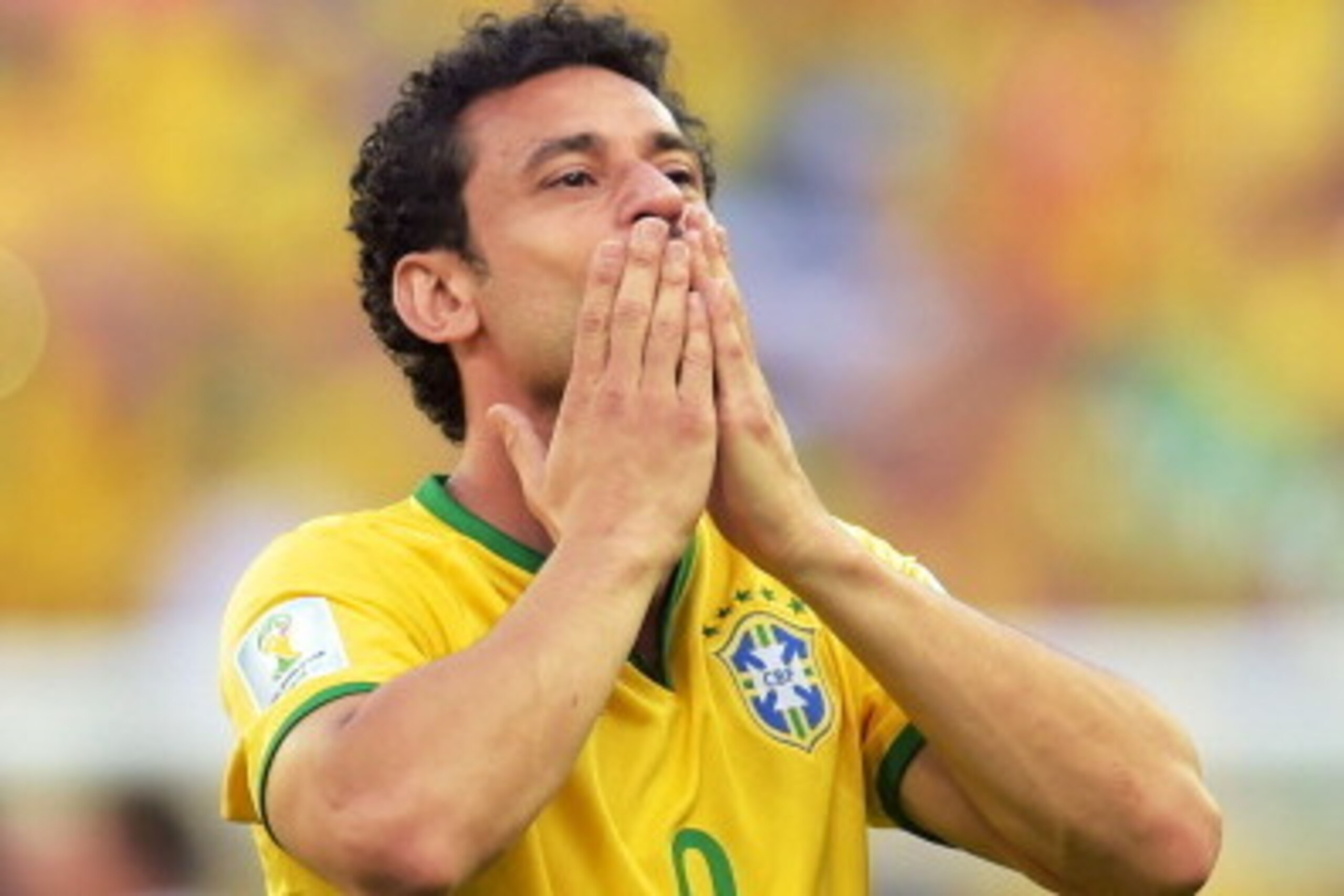 BELO HORIZONTE, BRAZIL - JUNE 28:  Fred  of Brazil acknowledges the fans after defeating Chile in a penalty shootout during the 2014 FIFA World Cup Brazil round of 16 match between Brazil and Chile at Estadio Mineirao on June 28, 2014 in Belo Horizonte, B