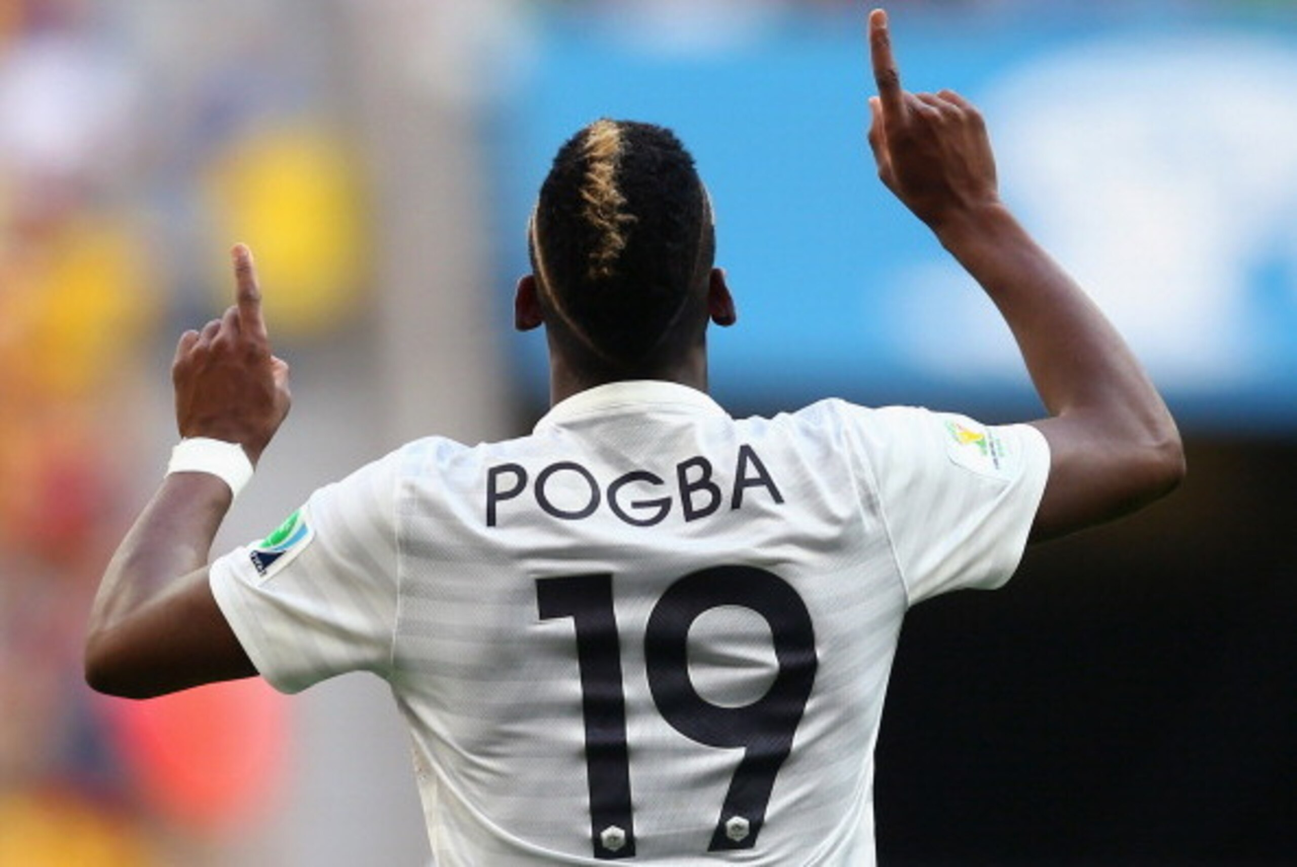 BRASILIA, BRAZIL - JUNE 30:  Paul Pogba of France celebrates scoring his team's first goal during the 2014 FIFA World Cup Brazil Round of 16 match between France and Nigeria at Estadio Nacional on June 30, 2014 in Brasilia, Brazil.  (Photo by Jeff Gross/G