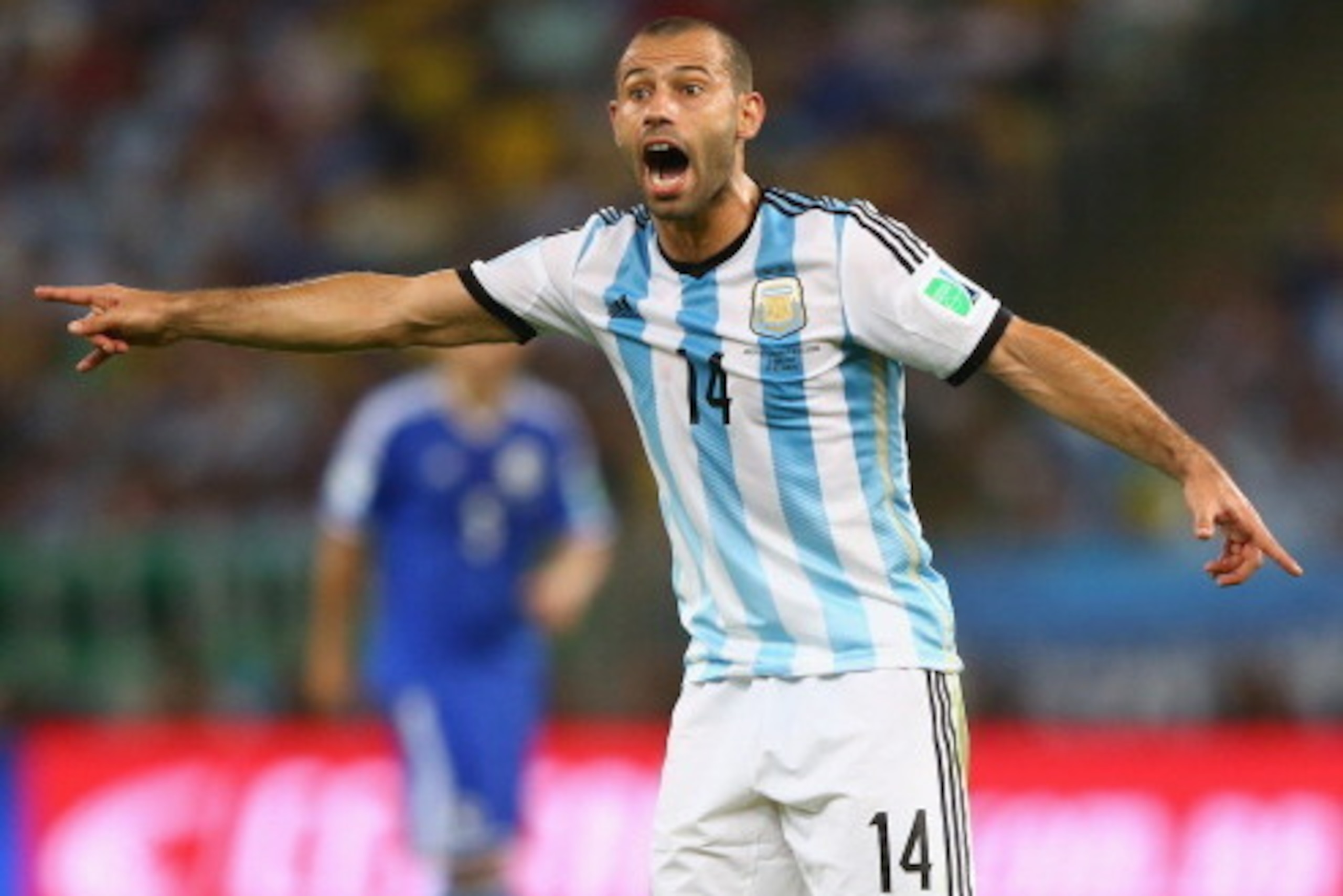 RIO DE JANEIRO, BRAZIL - JUNE 15:  Javier Mascherano of Argentina gives instruction during the 2014 FIFA World Cup Brazil Group F match between Argentina and Bosnia-Herzegovina at Maracana on June 15, 2014 in Rio de Janeiro, Brazil.  (Photo by Jamie Squir