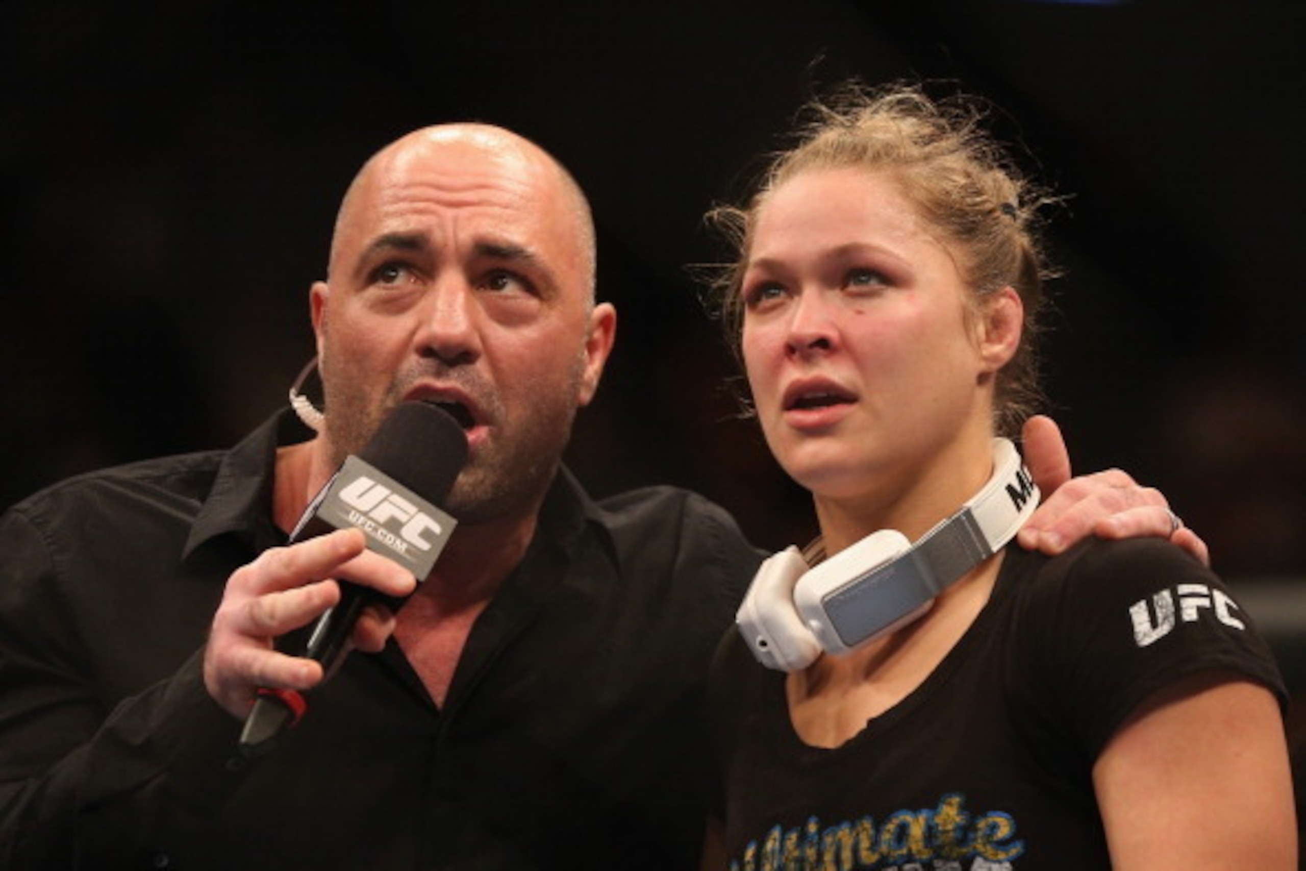 ANAHEIM, CA - FEBRUARY 23:  Ronda Rousey is interviewed following her UFC Bantamweight Title fight victory over Liz Carmouche during UFC 157 at Honda Center on February 23, 2013 in Anaheim, California.  (Photo by Jeff Gross/Getty Images)