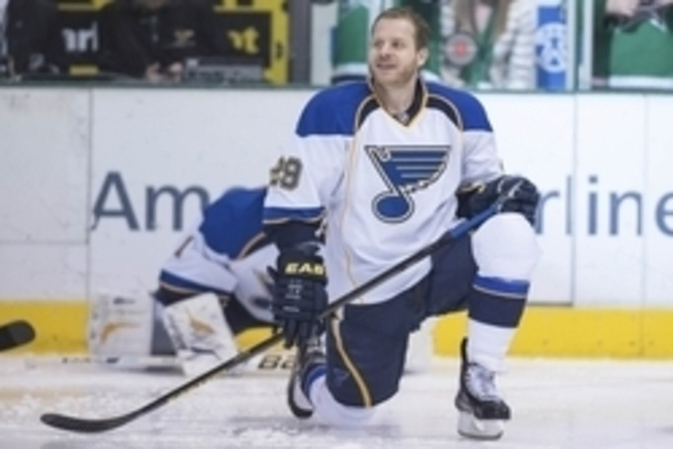 Apr 11, 2014; Dallas, TX, USA; St. Louis Blues center Steve Ott (29) skates in warm-ups prior to the game against the Dallas Stars at the American Airlines Center. Mandatory Credit: Jerome Miron-USA TODAY Sports