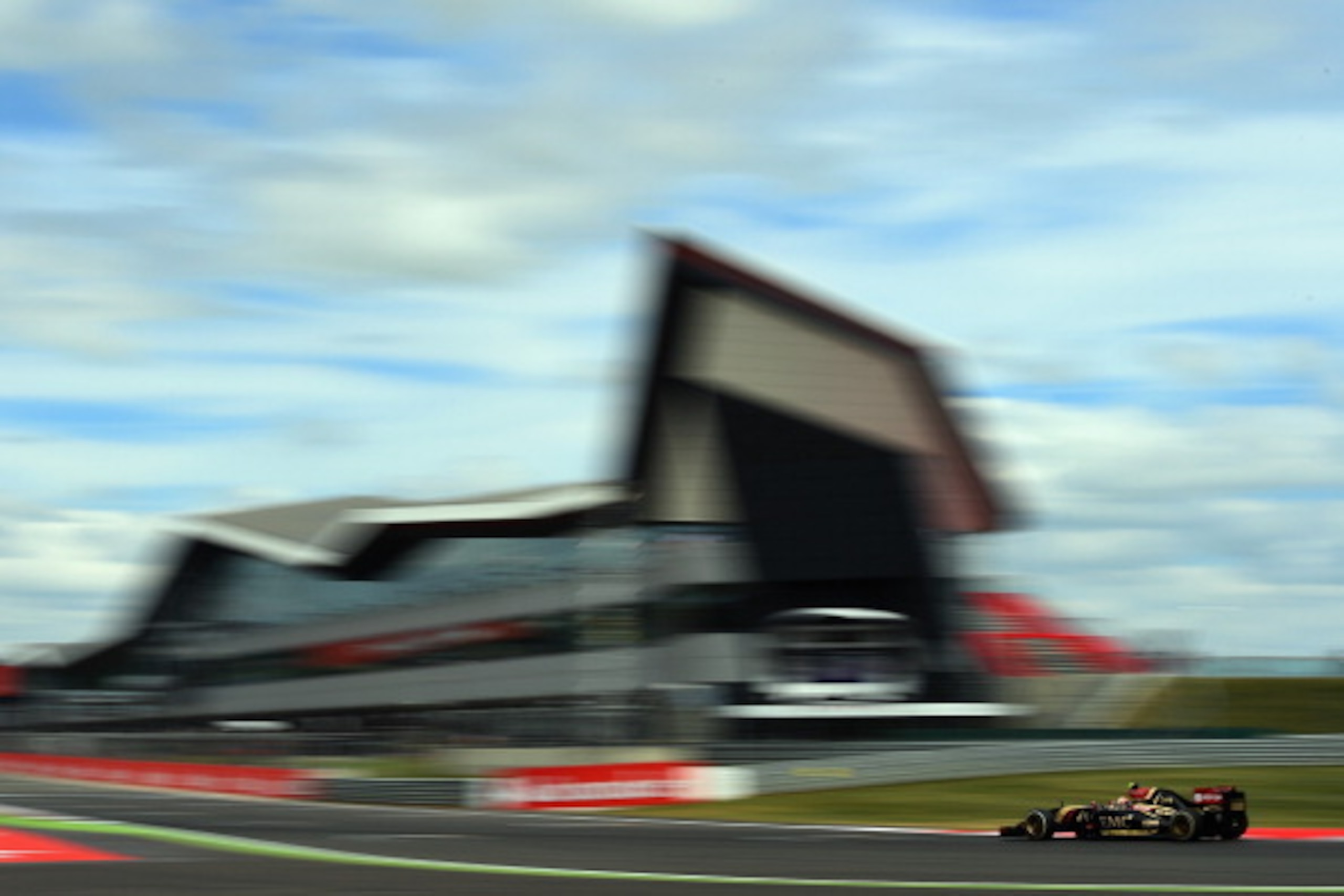 NORTHAMPTON, ENGLAND - JULY 04:  Pastor Maldonado of Venezuela and Lotus drives during practice ahead of the British Formula One Grand Prix at Silverstone Circuit on July 4, 2014 in Northampton, United Kingdom.  (Photo by Christopher Lee/Getty Images)