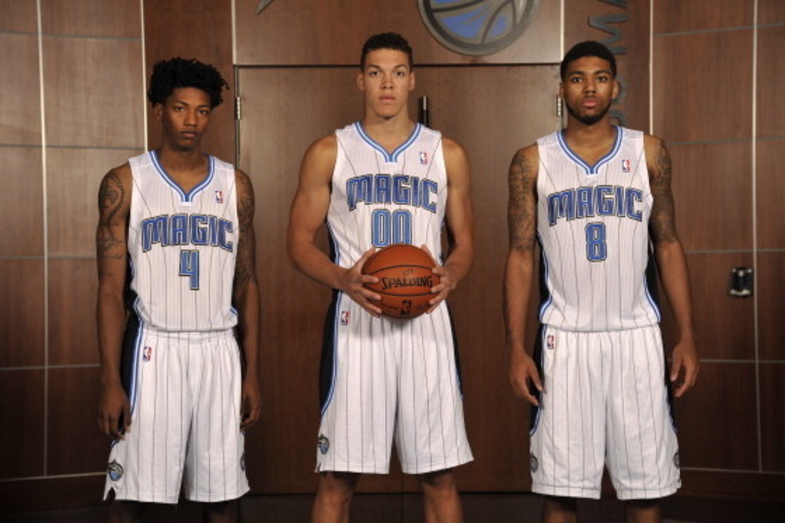 ORLANDO, FL - JUNE 27:  Orlando Magic 2014 NBA Draft Picks Aaron Gordon, Elfrid Payton and Roy Devyn Marble pose for a portrait on June 27, 2014 at Amway Center in Orlando, Florida. NOTE TO USER: User expressly acknowledges and agrees that, by downloading