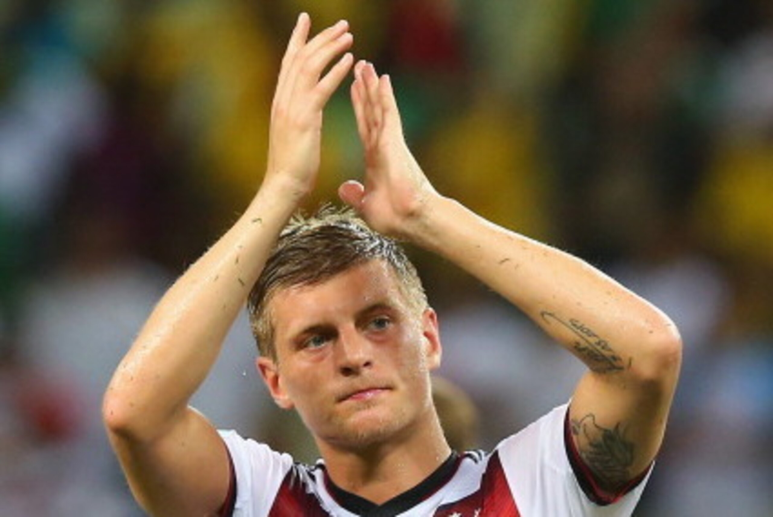 FORTALEZA, BRAZIL - JUNE 21: Toni Kroos of Germany acknowledges the fans after his team's 2-2 draw with Ghana during the 2014 FIFA World Cup Brazil Group G match between Germany and Ghana at Castelao on June 21, 2014 in Fortaleza, Brazil. (Photo by Marti FORTALEZA, BRAZIL - JUNE 21: Toni Kroos of Germany acknowledges the fans after his team's 2-2 draw with Ghana during the 2014 FIFA World Cup Brazil Group G match between Germany and Ghana at Castelao on June 21, 2014 in Fortaleza, Brazil. (Photo by Marti