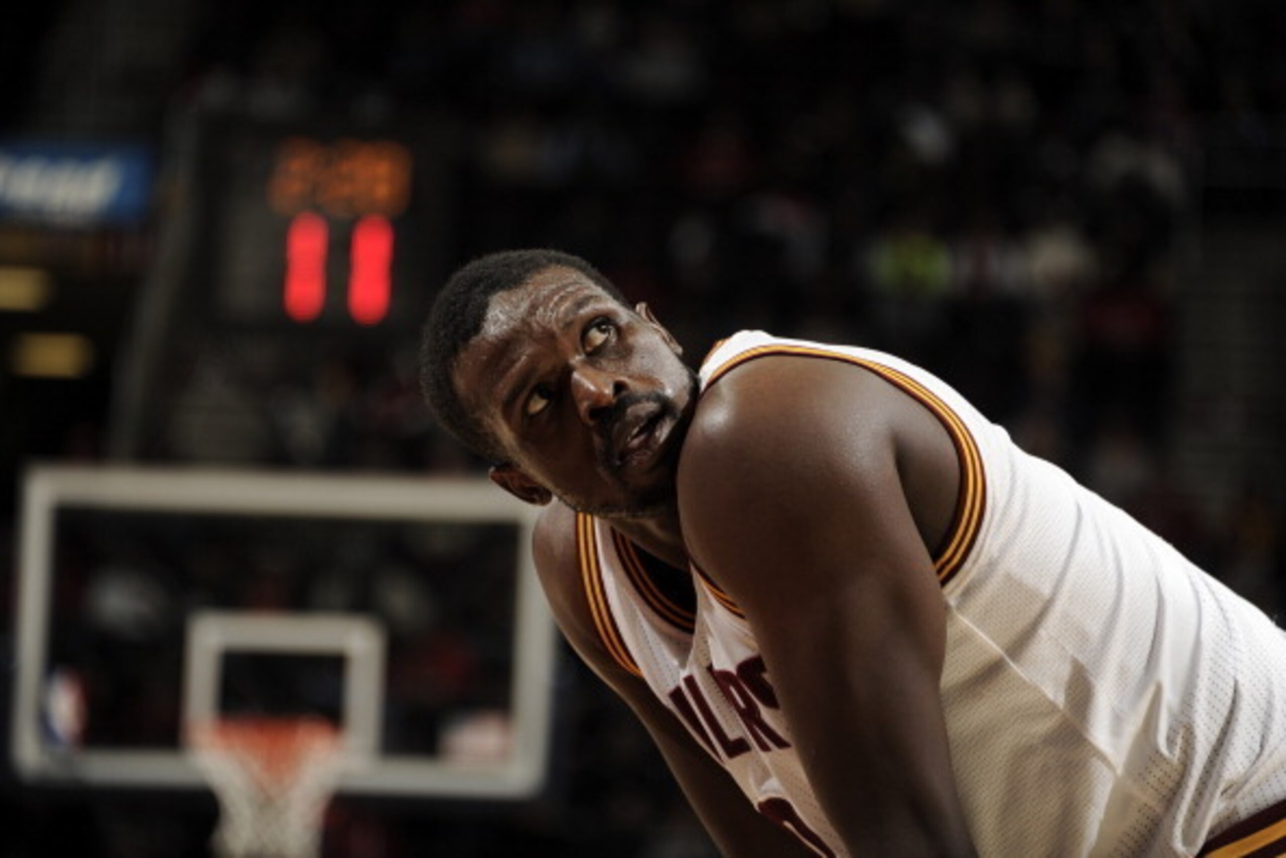 CLEVELAND, OH - FEBRUARY 25: Luol Deng #9 of the Cleveland Cavaliers stands on the court against the Toronto Raptors at The Quicken Loans Arena on February 25, 2014 in Cleveland, Ohio. NOTE TO USER: User expressly acknowledges and agrees that, by download