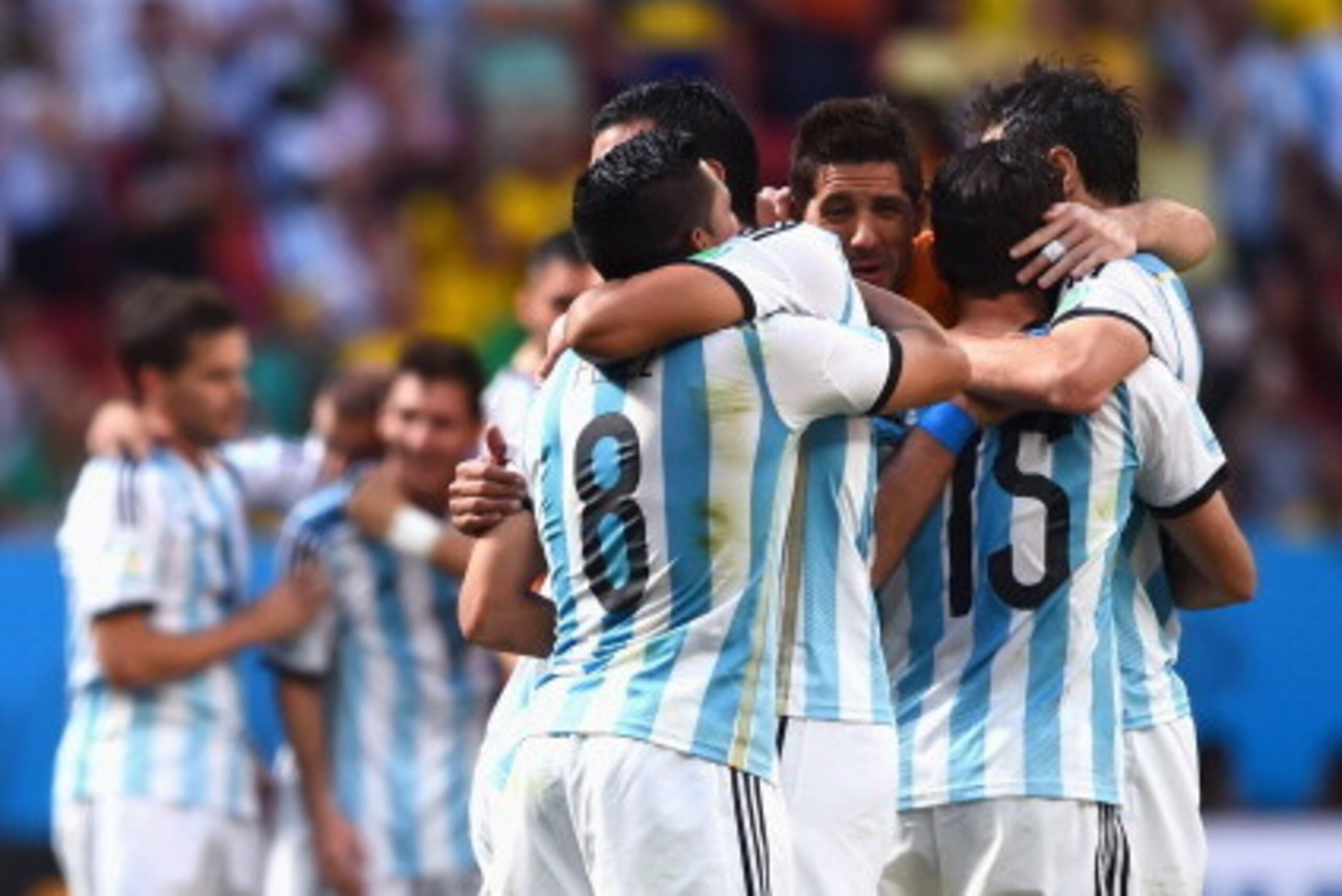 BRASILIA, DF - JULY 05: Argentina celebrate defeating Belgium 1-0 during the 2014 FIFA World Cup Brazil Quarter Final match between Argentina and Belgium at Estadio Nacional on July 5, 2014 in Brasilia, Brazil. (Photo by Matthias Hangst/Getty Images) BRASILIA, DF - JULY 05: Argentina celebrate defeating Belgium 1-0 during the 2014 FIFA World Cup Brazil Quarter Final match between Argentina and Belgium at Estadio Nacional on July 5, 2014 in Brasilia, Brazil. (Photo by Matthias Hangst/Getty Images)