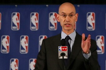 NEW YORK, NY - APRIL 29:  NBA Commissioner Adam Silver holds a press conference to discuss Los Angeles Clippers owner Donald Sterling at the Hilton Hotel on April 29, 2014 in New York City. Silver announced that Sterling will be banned from the NBA for li