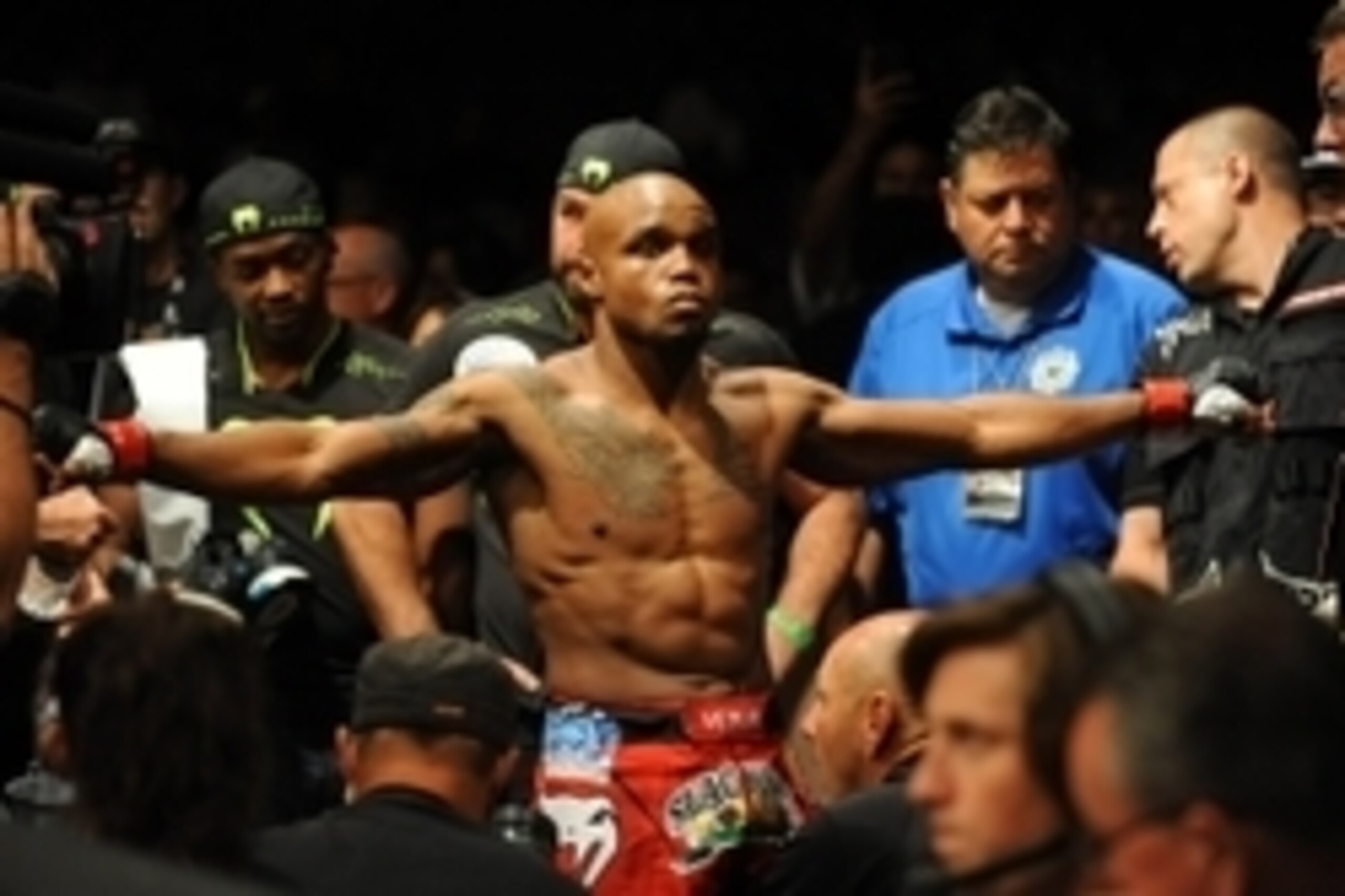 Jul 5, 2014; Las Vegas, NV, USA; Marcus Brimage gets ready for a bantamweight fight at Mandalay Bay Events Center. Mandatory Credit: Stephen R. Sylvanie-USA TODAY Sports