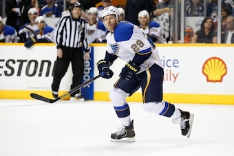NASHVILLE, TN - MARCH 15: Steve Ott #29 of the St. Louis Blues skates against the Nashville Predators during an NHL game at Bridgestone Arena on March 15, 2014 in Nashville, Tennessee. (Photo by John Russell/NHLI via Getty Images)