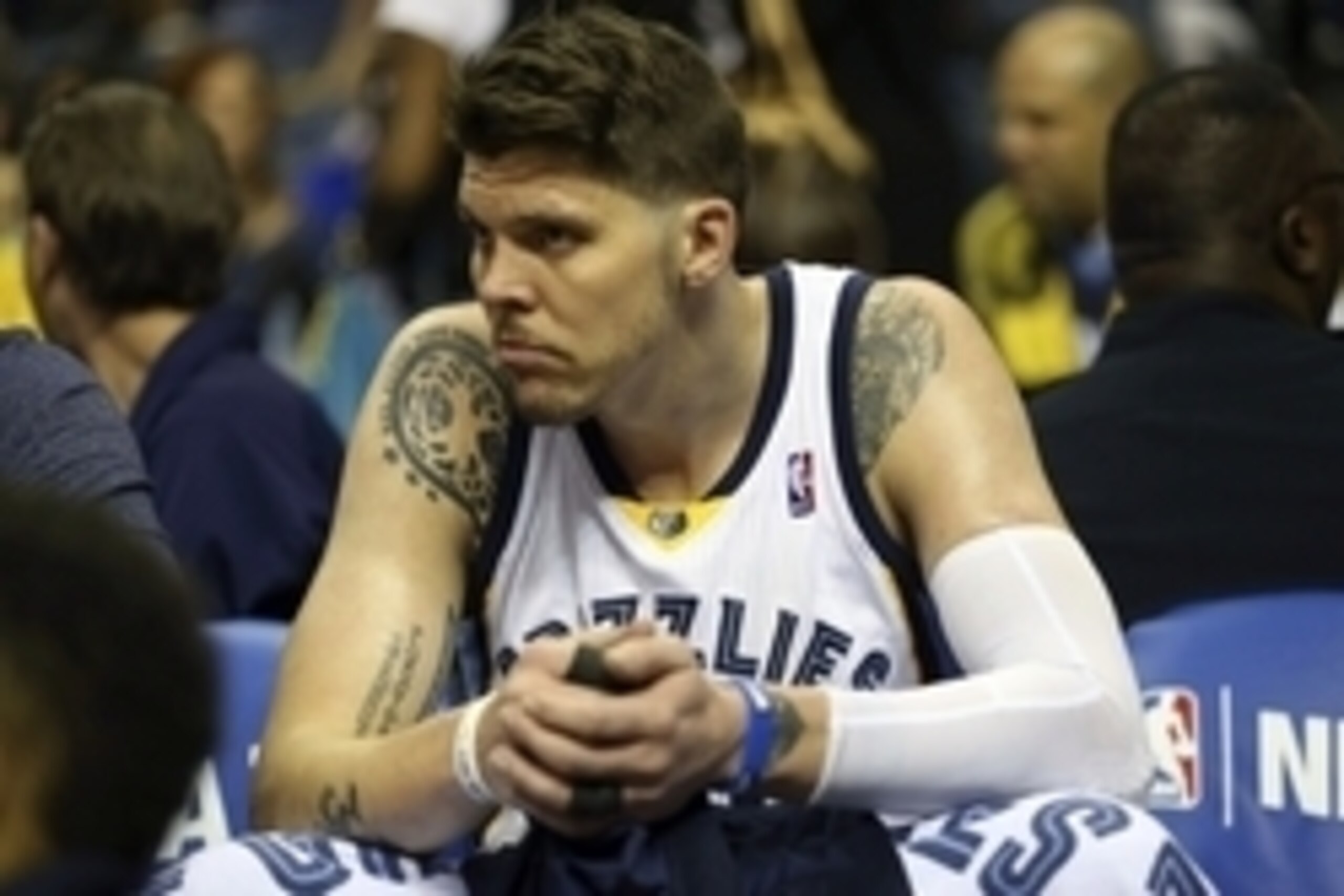 May 1, 2014; Memphis, TN, USA; Memphis Grizzlies forward Mike Miller (13) reacts during the game against the Oklahoma City Thunder in game six of the first round of the 2014 NBA Playoffs at FedExForum.  The Oklahoma City Thunder defeated the Memphis Grizz