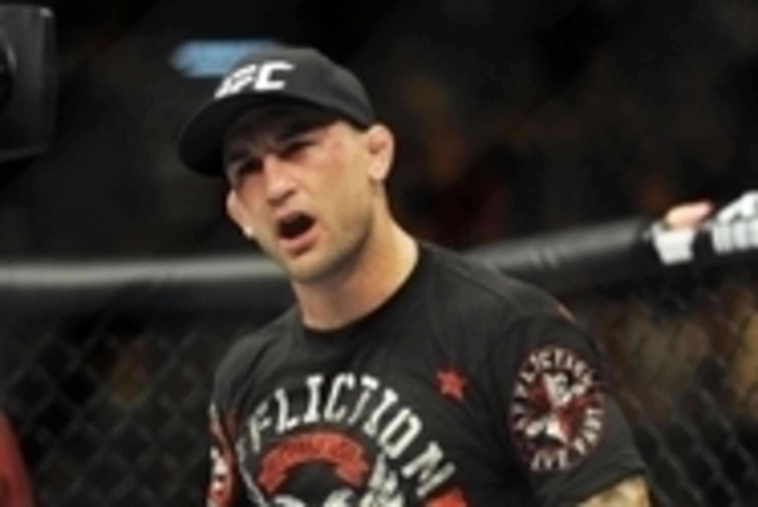 Jul 6, 2013; Las Vegas, NV, USA;  Frankie Edgar wins his Featherweight Bout at the MGM Grand Garden Arena. Mandatory Credit: Jayne Kamin-Oncea-USA TODAY Sports