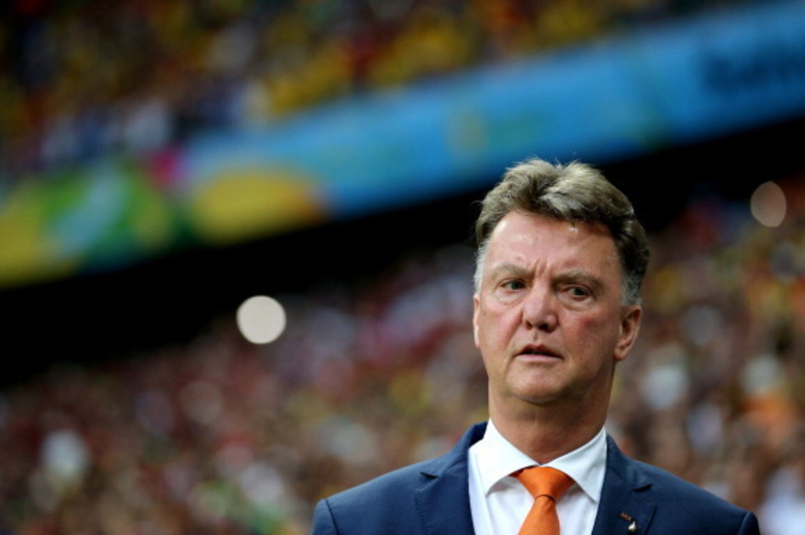 SALVADOR, BRAZIL - JULY 05:  Head Coach Louis van Gaal of the Netherlands looks on prior to the 2014 FIFA World Cup Brazil Quarter Final match between the Netherlands and Costa Rica at Arena Fonte Nova on July 5, 2014 in Salvador, Brazil.  (Photo by Dean 