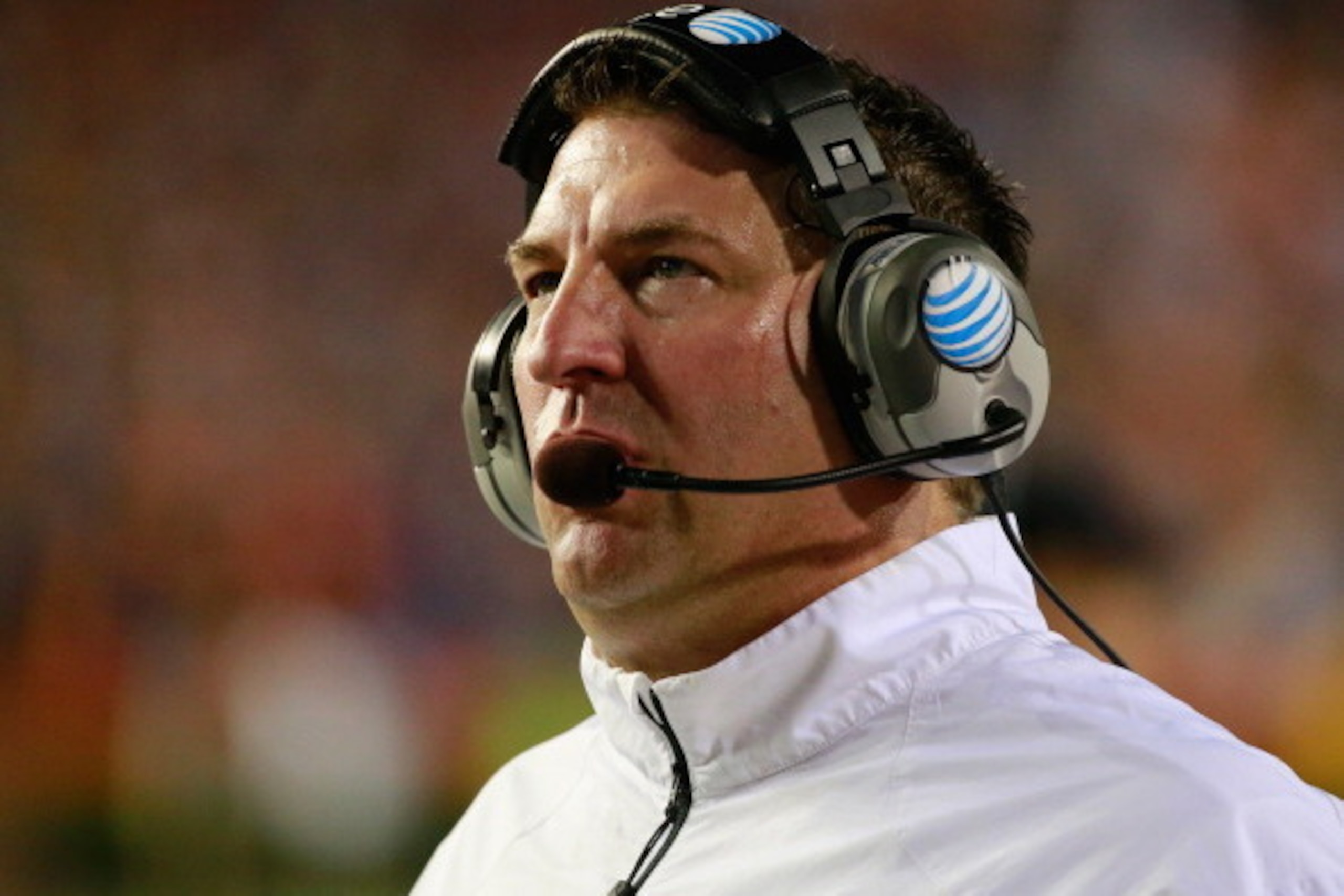 GAINESVILLE, FL - OCTOBER 05:  Head coach Bret Bielema of the Arkansas Razorbacks watches the action during the game against the Florida Gators at Ben Hill Griffin Stadium on October 5, 2013 in Gainesville, Florida.  (Photo by Sam Greenwood/Getty Images)
