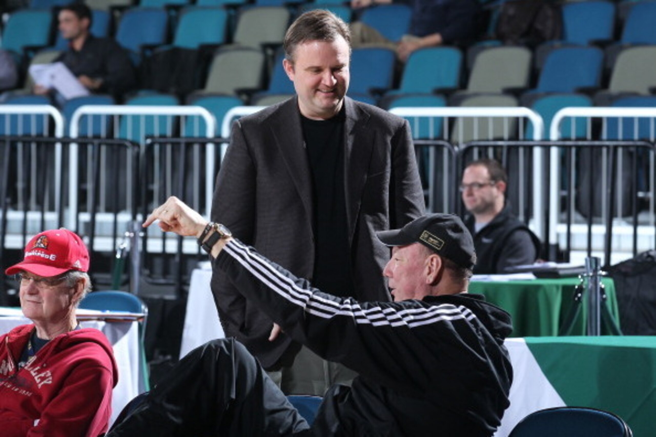 RENO - JANUARY 7: Daryl Morey general manager of the Houston Rockets stands court side during the Idaho Stampede against the Texas Legends game during the 2013 NBA D-League Showcase on January 7, 2013 at the Reno Events Center in Reno, Nevada. NOTE TO USE
