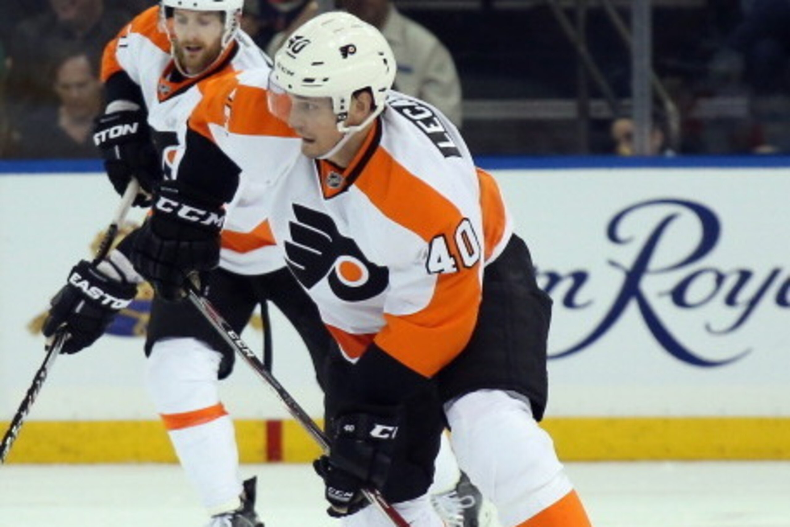 NEW YORK, NY - APRIL 27: Vincent Lecavalier #40 of the Philadelphia Flyers skates against the New York Rangers in Game Five of the First Round of the 2014 NHL Stanley Cup Playoffs at Madison Square Garden on April 27, 2014 in New York City. The Rangers de