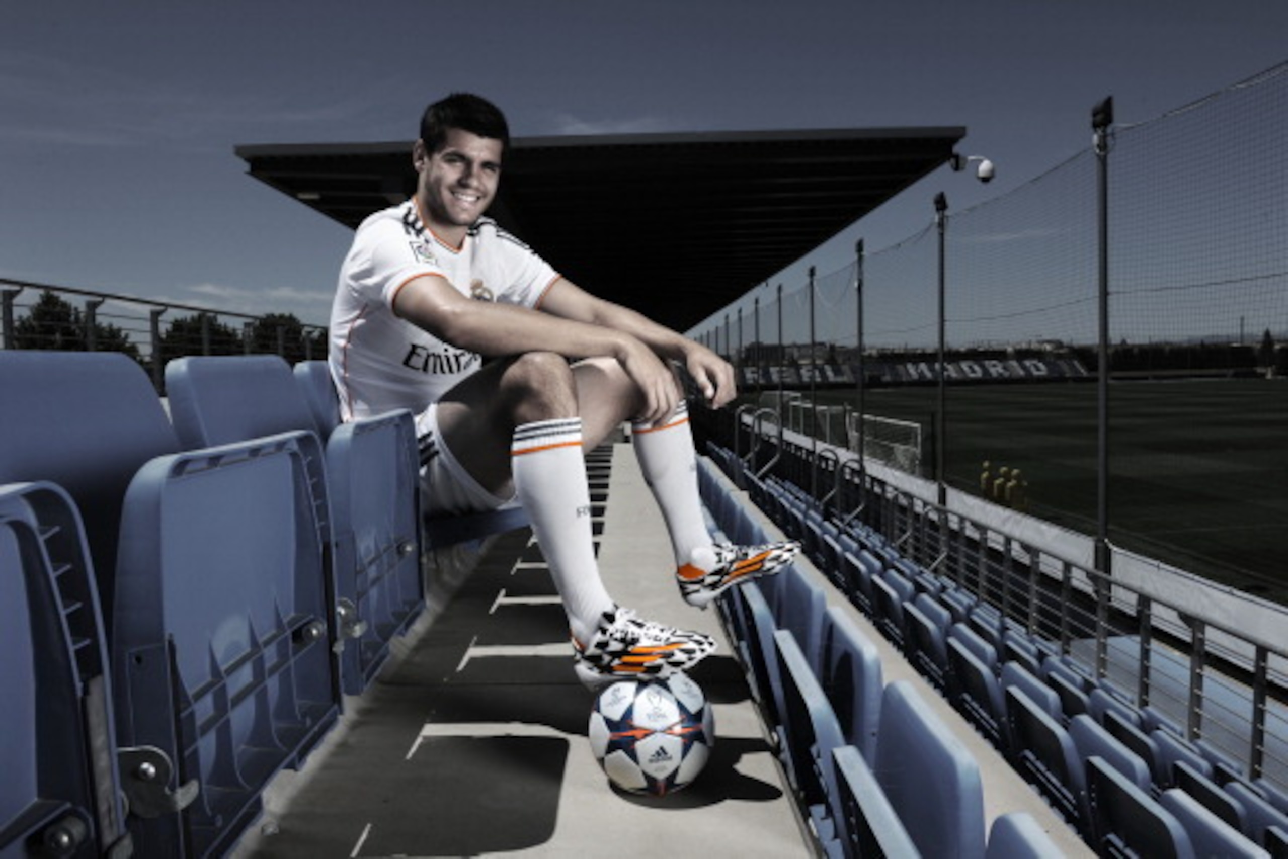 MADRID, SPAIN - UNDATED: In this image from adidas, Alvaro Morata of Real Madrid tries on his adidas F50 Battle Pack boots ahead of Saturday's UEFA Champions League Final at the Ciudad Real Madrid training complex in Madrid, Spain. (Photo by Visionhaus/ad