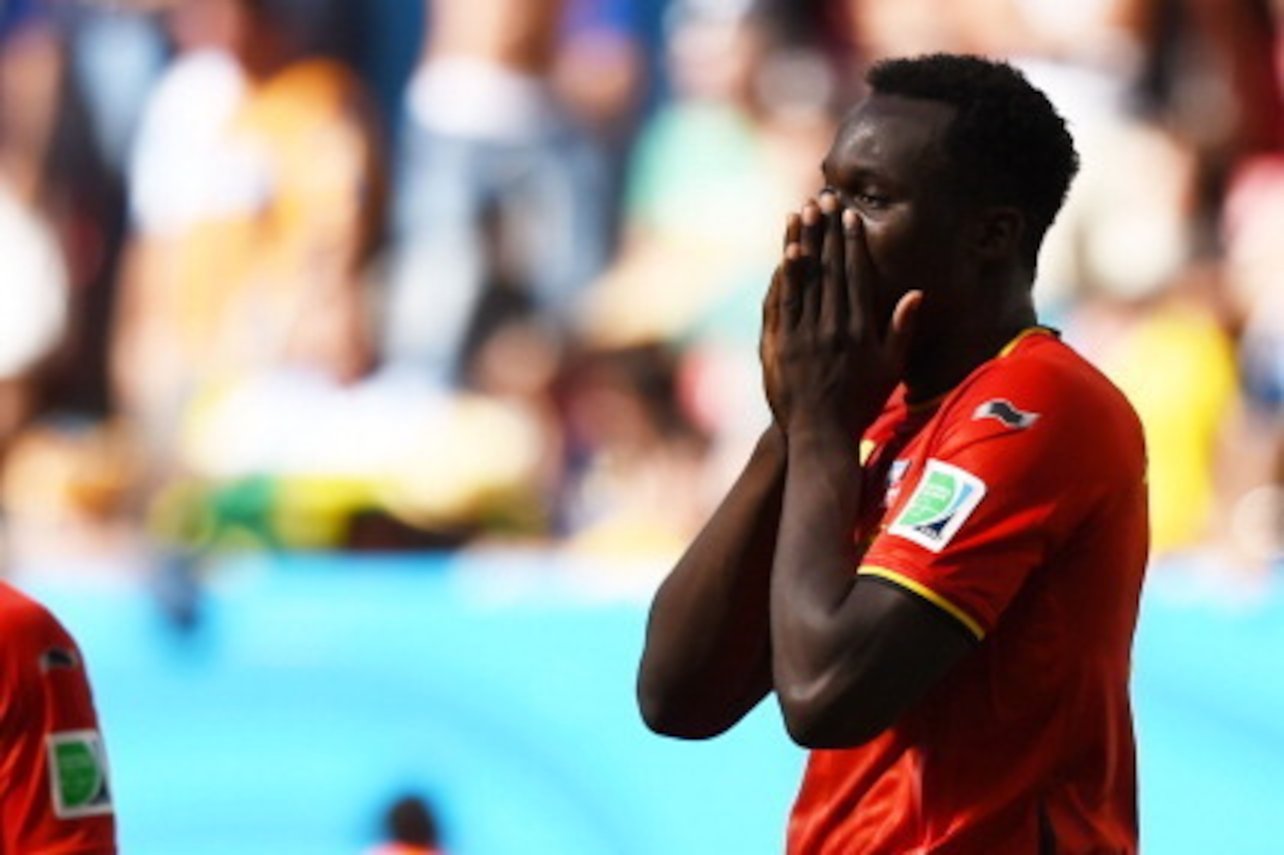 BRASILIA, DF - JULY 05:  Dries Mertens (L) and Romelu Lukaku of Belgium react during the 2014 FIFA World Cup Brazil Quarter Final match between Argentina and Belgium at Estadio Nacional on July 5, 2014 in Brasilia, Brazil.  (Photo by Matthias Hangst/Getty