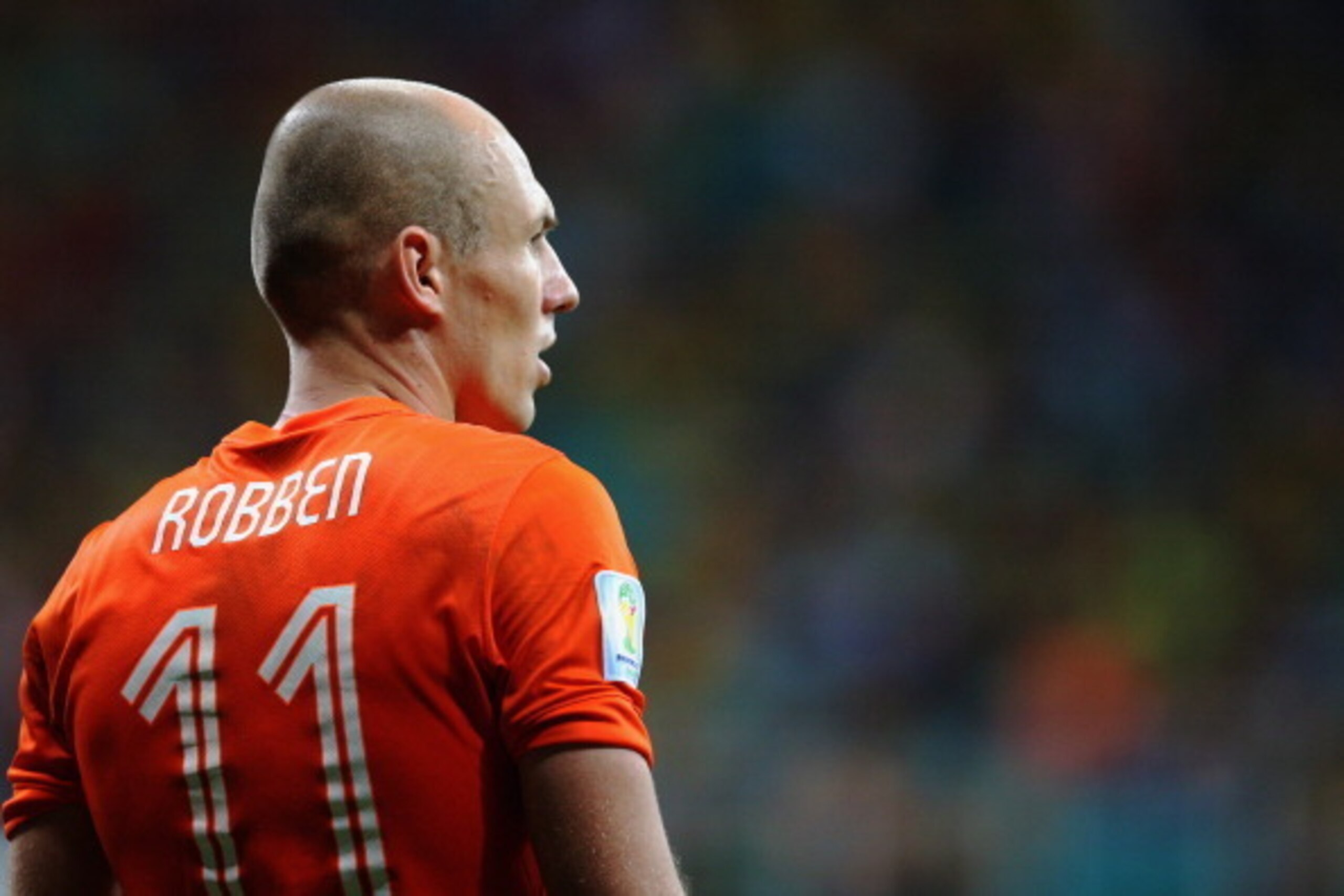 SALVADOR, BRAZIL - JULY 05:  Arjen Robben of the Netherlands looks on during the 2014 FIFA World Cup Brazil Quarter Final match between the Netherlands and Costa Rica at Arena Fonte Nova on July 5, 2014 in Salvador, Brazil.  (Photo by Dean Mouhtaropoulos/