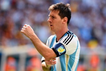 BRASILIA, DF - JULY 05:  Lionel Messi of Argentina looks on during the 2014 FIFA World Cup Brazil Quarter Final match between Argentina and Belgium at Estadio Nacional on July 5, 2014 in Brasilia, Brazil.  (Photo by Matthias Hangst/Getty Images)