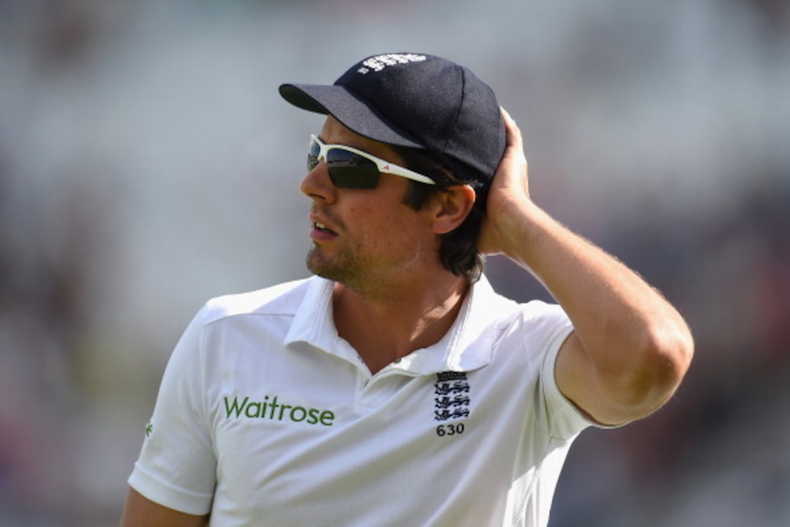 NOTTINGHAM, ENGLAND - JULY 09:  England captain Alastair Cook reacts during day one of the 1st  Investec Test Match between England and India at  Trent Bridge on July 9, 2014 in Nottingham, England.  (Photo by Stu Forster/Getty Images)