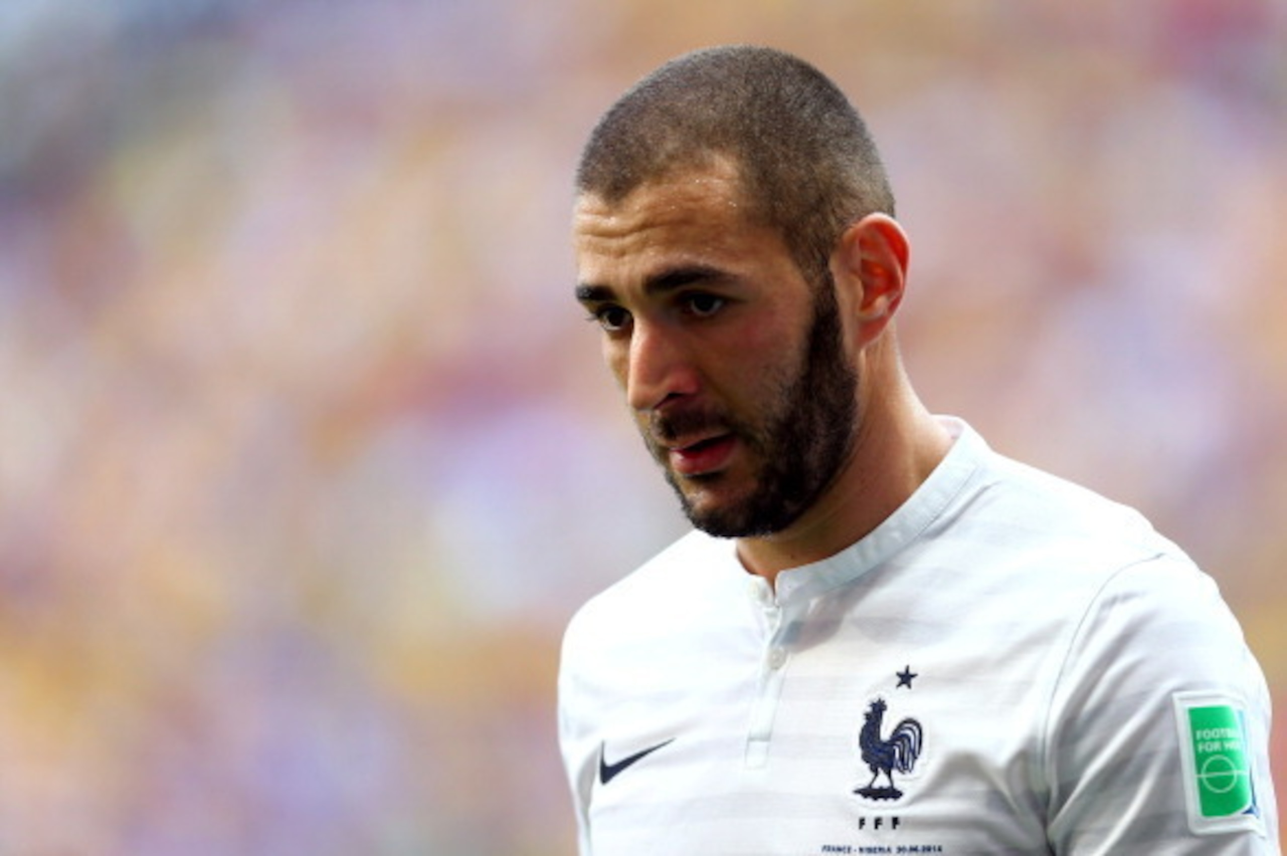 BRASILIA, BRAZIL - JUNE 30: Karim Benzema of France looks on during the 2014 FIFA World Cup Brazil Round of 16 match between France and Nigeria at Estadio Nacional on June 30, 2014 in Brasilia, Brazil.  (Photo by Jeff Gross/Getty Images)