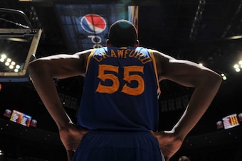 DENVER, CO - April 16: Jordan Crawford #55 of the Golden State Warriors stands on the court during a game against the Denver Nuggets on April 16, 2014 at the Pepsi Center in Denver, Colorado. NOTE TO USER: User expressly acknowledges and agrees that, by d DENVER, CO - April 16: Jordan Crawford #55 of the Golden State Warriors stands on the court during a game against the Denver Nuggets on April 16, 2014 at the Pepsi Center in Denver, Colorado. NOTE TO USER: User expressly acknowledges and agrees that, by d