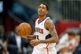 Dec 28, 2013; Atlanta, GA, USA; Atlanta Hawks shooting guard Lou Williams (3) against the Charlotte Bobcats during the fourth quarter at Philips Arena. Mandatory Credit: Kevin Liles-USA TODAY Sports