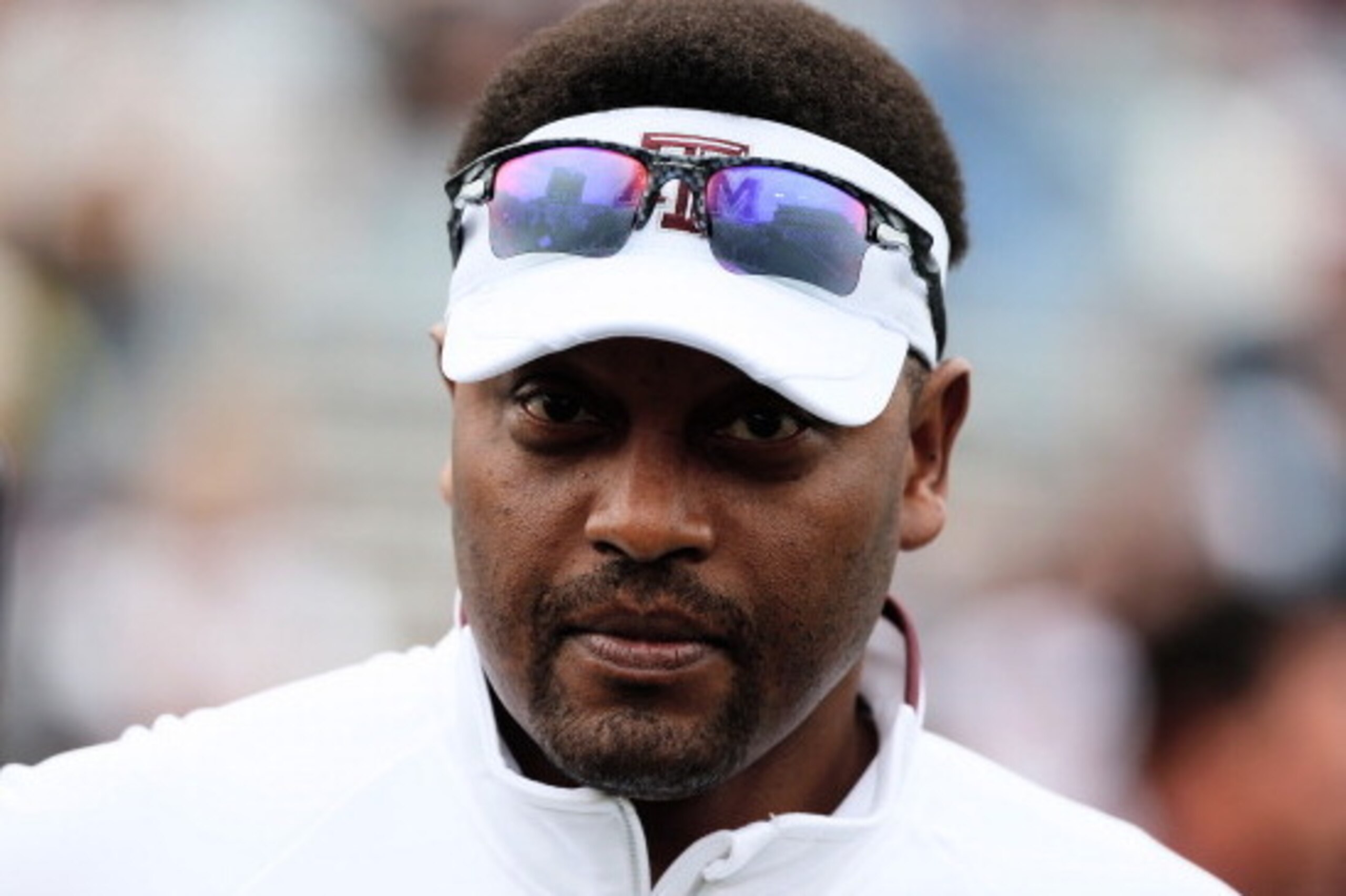 COLLEGE STATION, TX - NOVEMBER 09:  Head coach Kevin Sumlin of the Texas A&M Aggies waits on the field before the game against the Mississippi State Bulldogs at Kyle Field on November 9, 2013 in College Station, Texas.  (Photo by Scott Halleran/Getty Imag