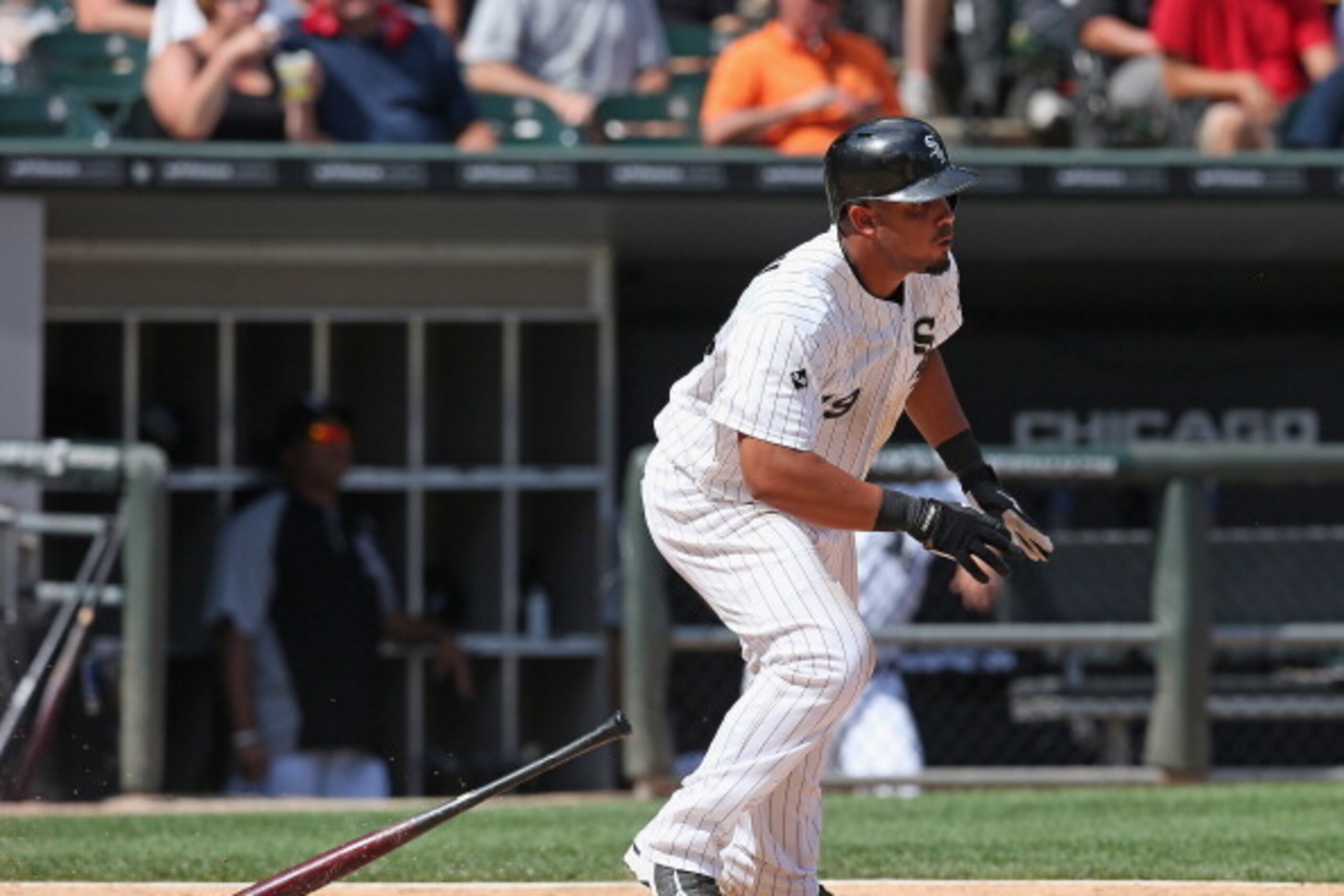CHICAGO, IL - JULY 06:  Jose Abreu #79 of the Chicago White Sox bats against the Seattle Mariners at U.S. Cellular Field on July 6, 2014 in Chicago, Illinois. The White Sox defeated the Mariners 1-0.  (Photo by Jonathan Daniel/Getty Images)